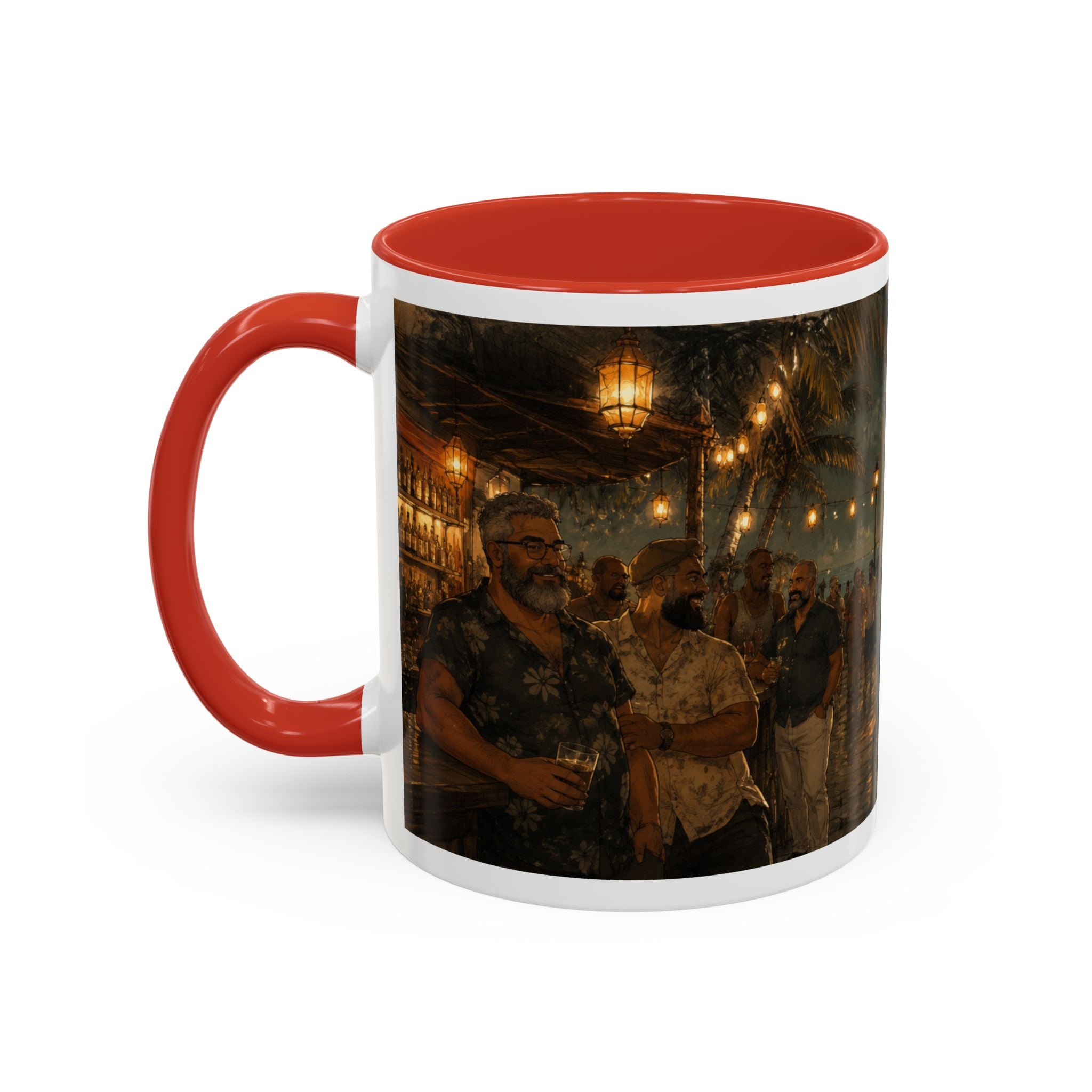 Tropical Night Market Coffee Mug — Moonlit Street Scene Accent Mug (11/15oz) This is a Bear community Bear event coffee Mug.