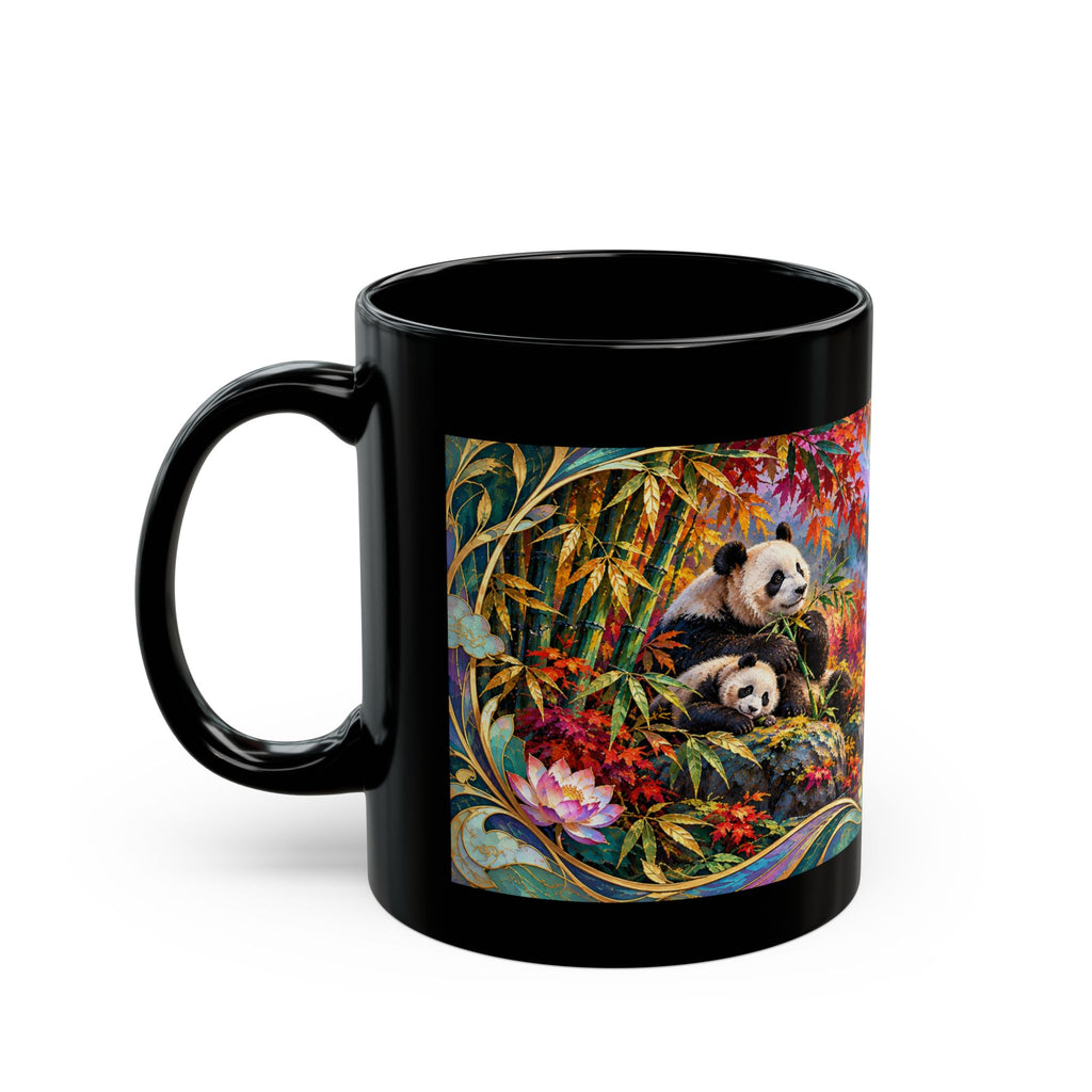 Panda Mug – Asian-Inspired Art Nouveau Panda Bear Coffee Cup, Bamboo Nature Gift
