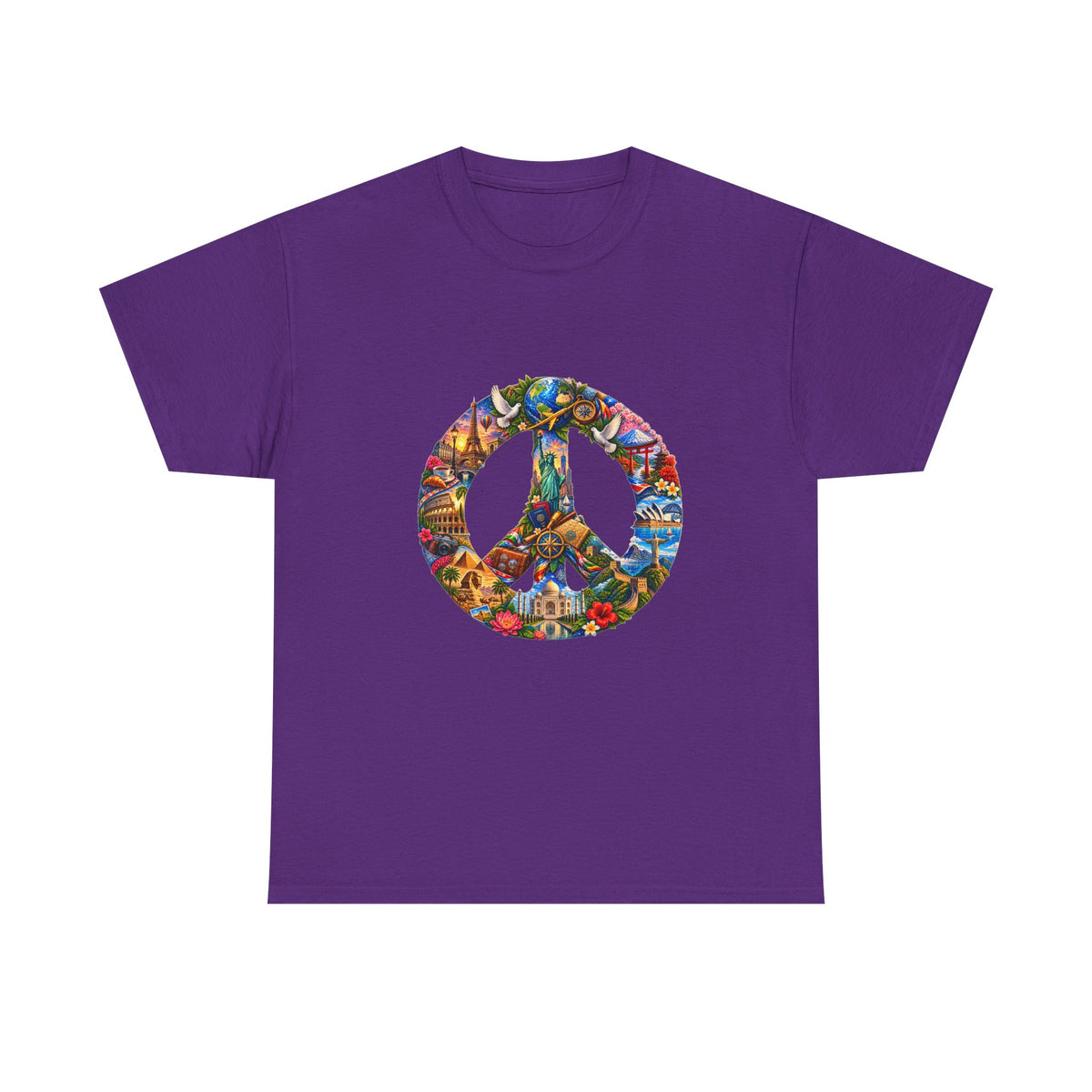 Peace Sign Graphic Tee — Colorful Psychedelic Peace Symbol T-Shirt. World Peace shirt