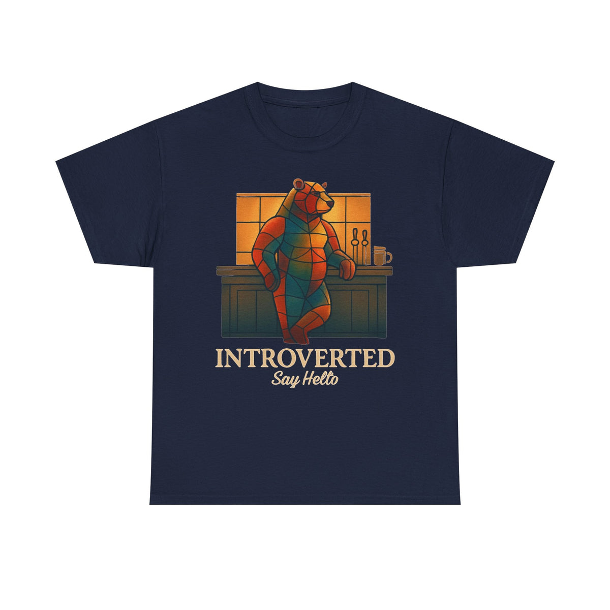 Introverted Bear Man T-Shirt — 'Say Hello' Bar Humor Tee