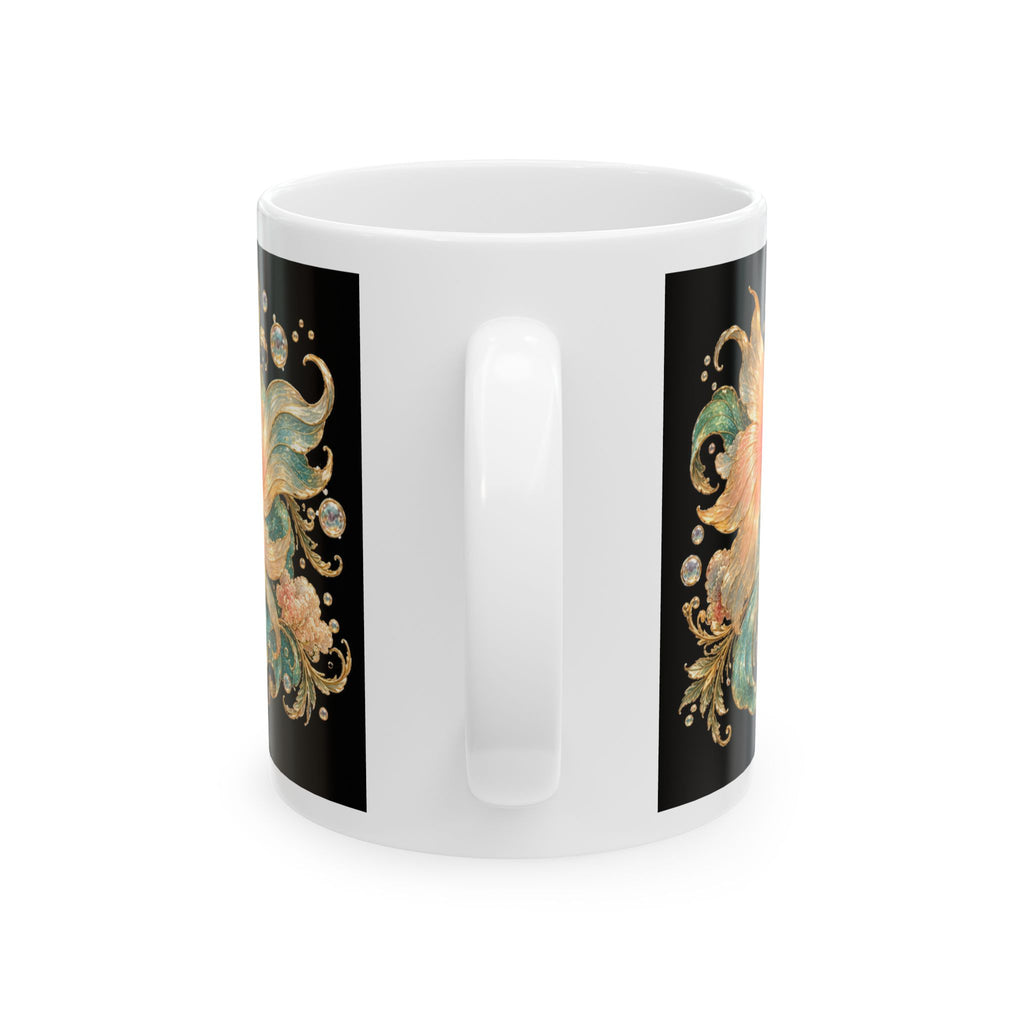 Fancy Goldfish Club Ceramic Mug — Vintage Floral Aquarium Design (11oz & 15oz)