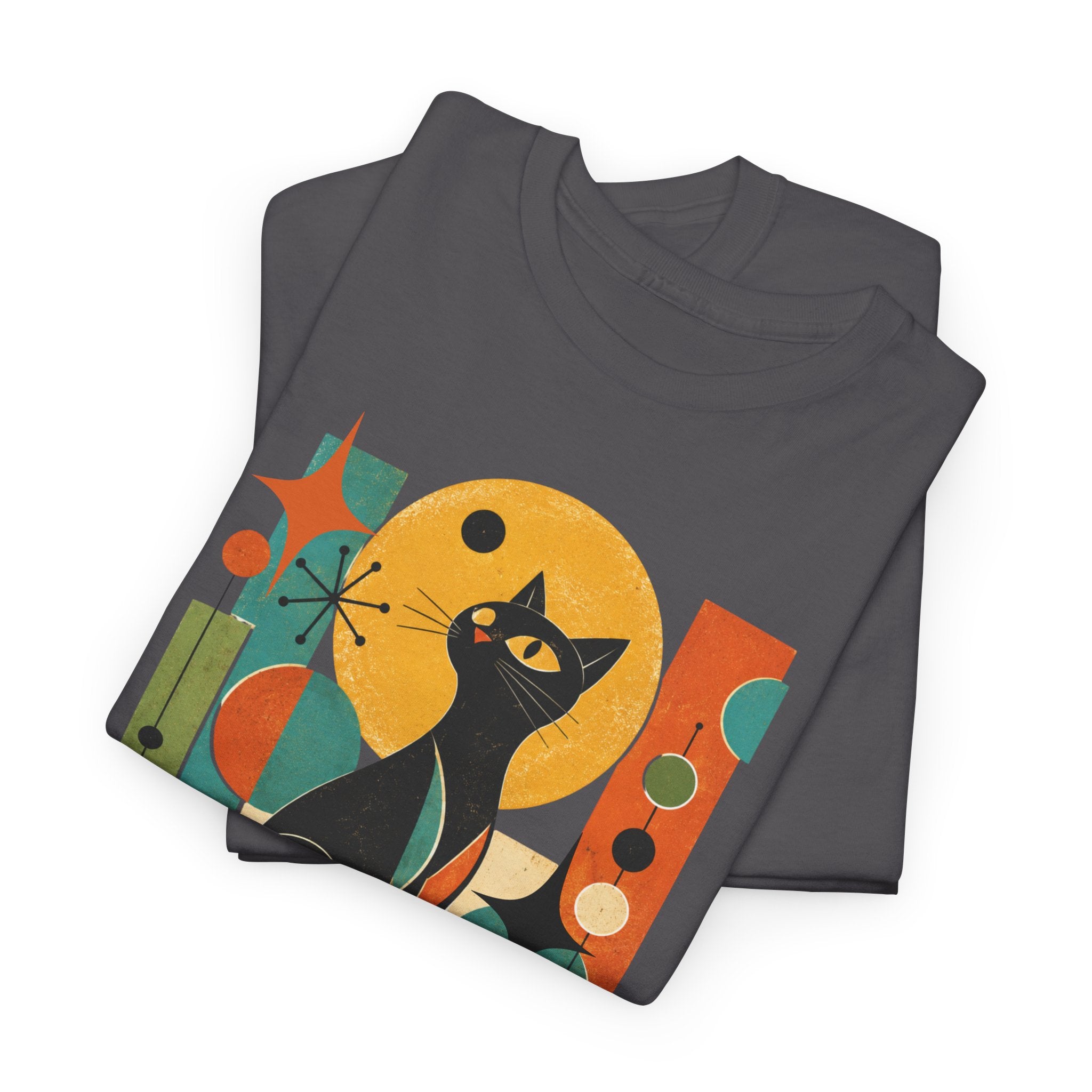 Paws and Reflect Cat T-Shirt. Mod Tangentsies Cat. Mood cat T-shirt
