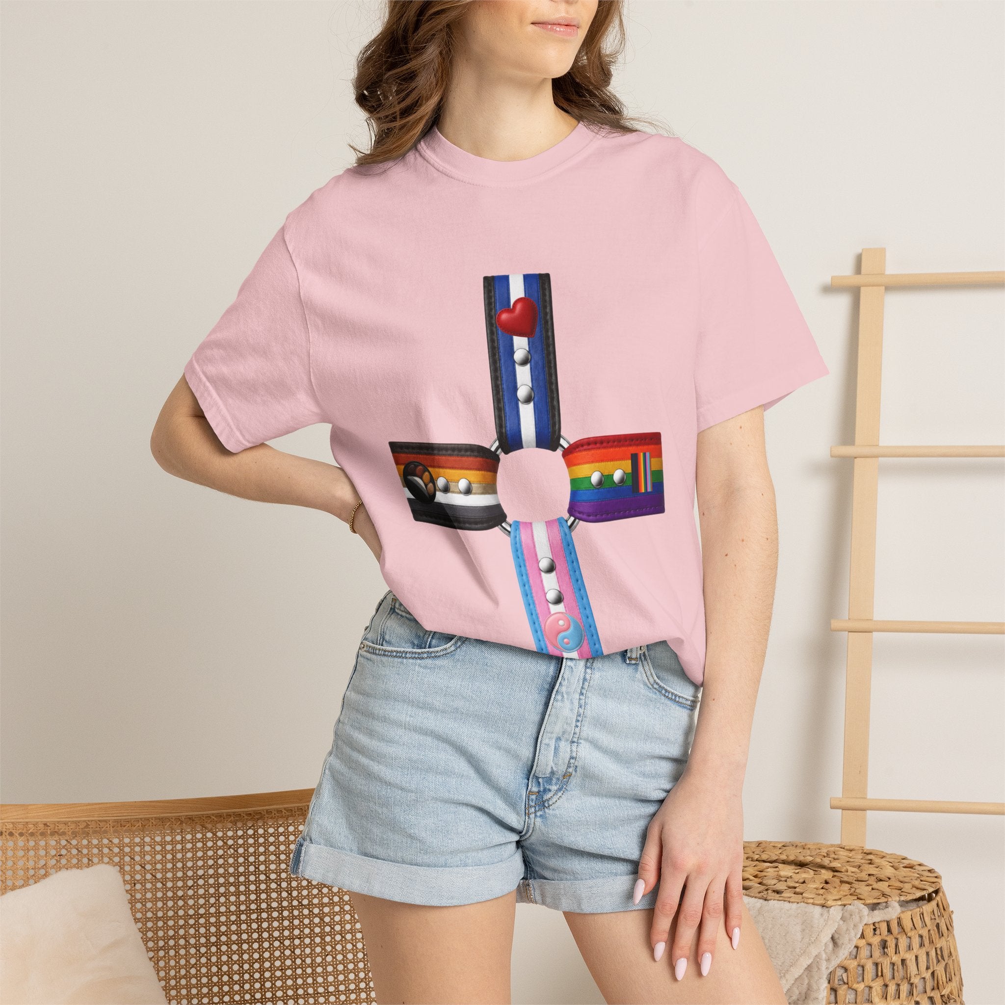 LGBTQ+ Pride Cross T-Shirt — Rainbow Identity Flag Design