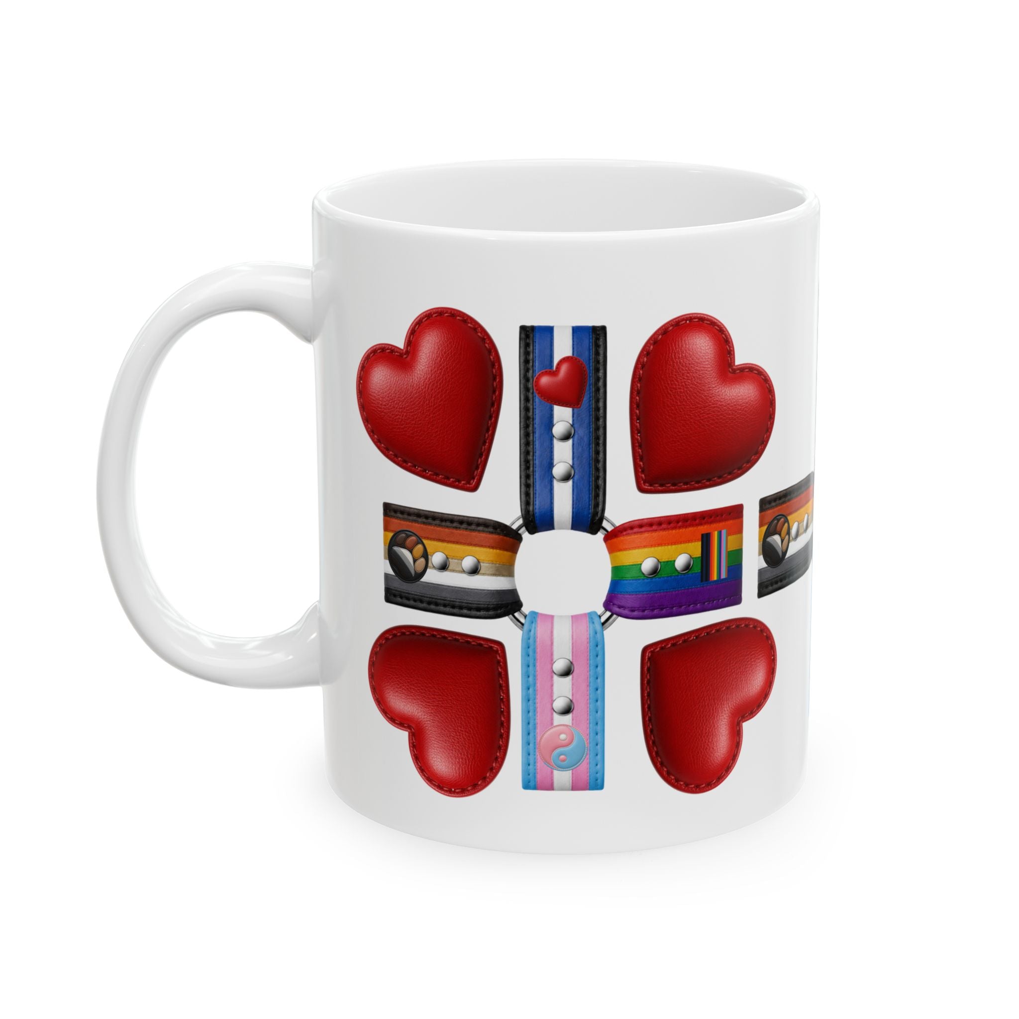 LGBTQ+ Pride Heart Cross Ceramic Mug (11oz/15oz)