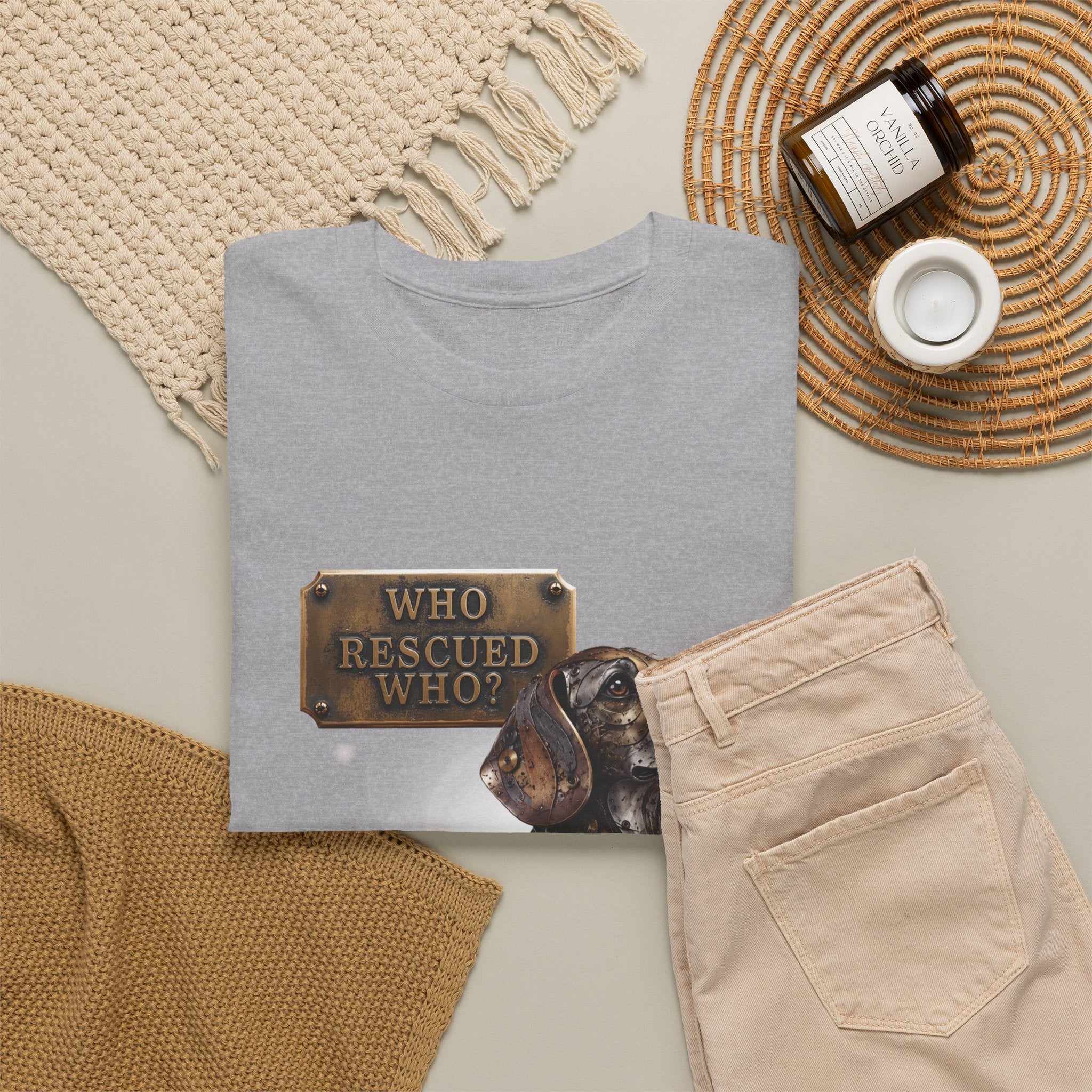 Dog Rescue T-Shirt – "Who Rescued Who" Rescue Pup Tee. A steampunk, mechanical Beagle for all Beagle Moms and Dads