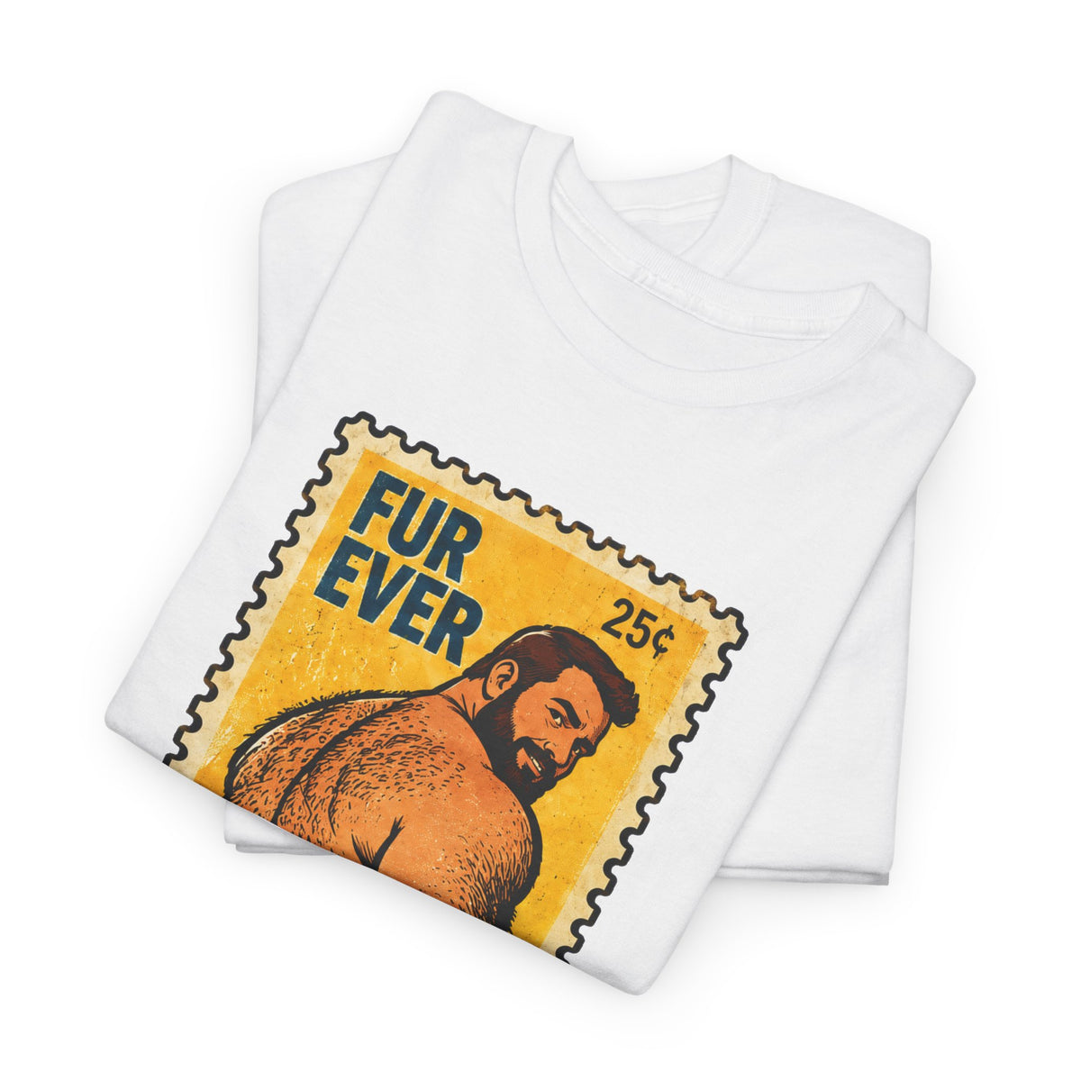 Gay Bear Shirt – Vintage Bear Pride Pin-Up T-Shirt, Retro Postage Stamp Art, LGBTQ Bear Culture Tee, Fur Ever
