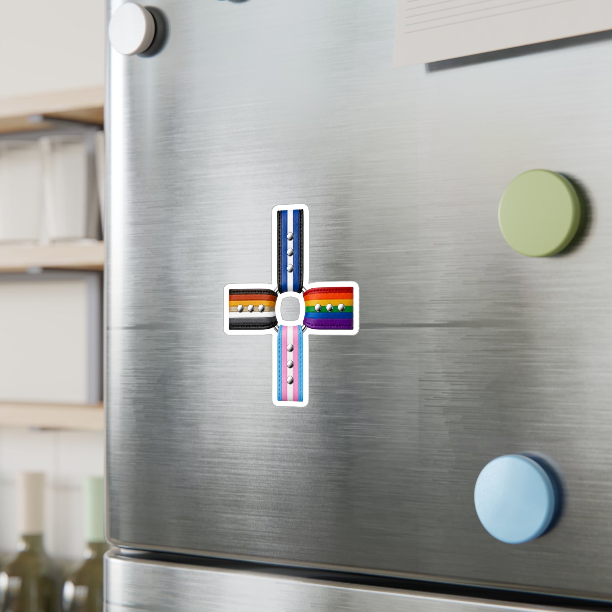 Pride Flag Cross Vinyl Sticker — Kiss-Cut LGBTQ+ Ally Decal (Rainbow, Trans & Stripes)