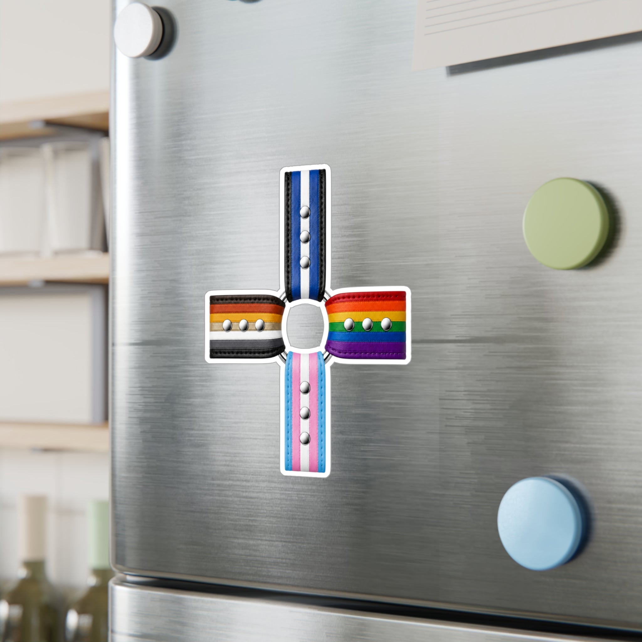Pride Flag Cross Vinyl Sticker — Kiss-Cut LGBTQ+ Ally Decal (Rainbow, Trans & Stripes)
