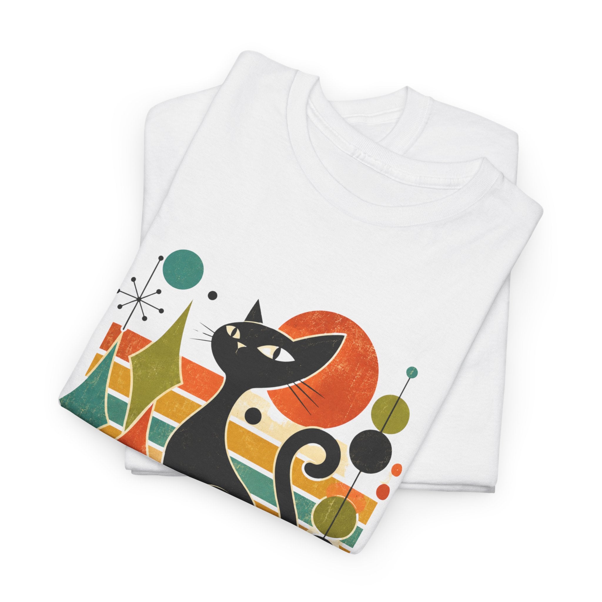 Cat T-Shirt — "Meow or Never" Retro Cat Graphic Tee. Tangentsies Cat Mod t=shirt