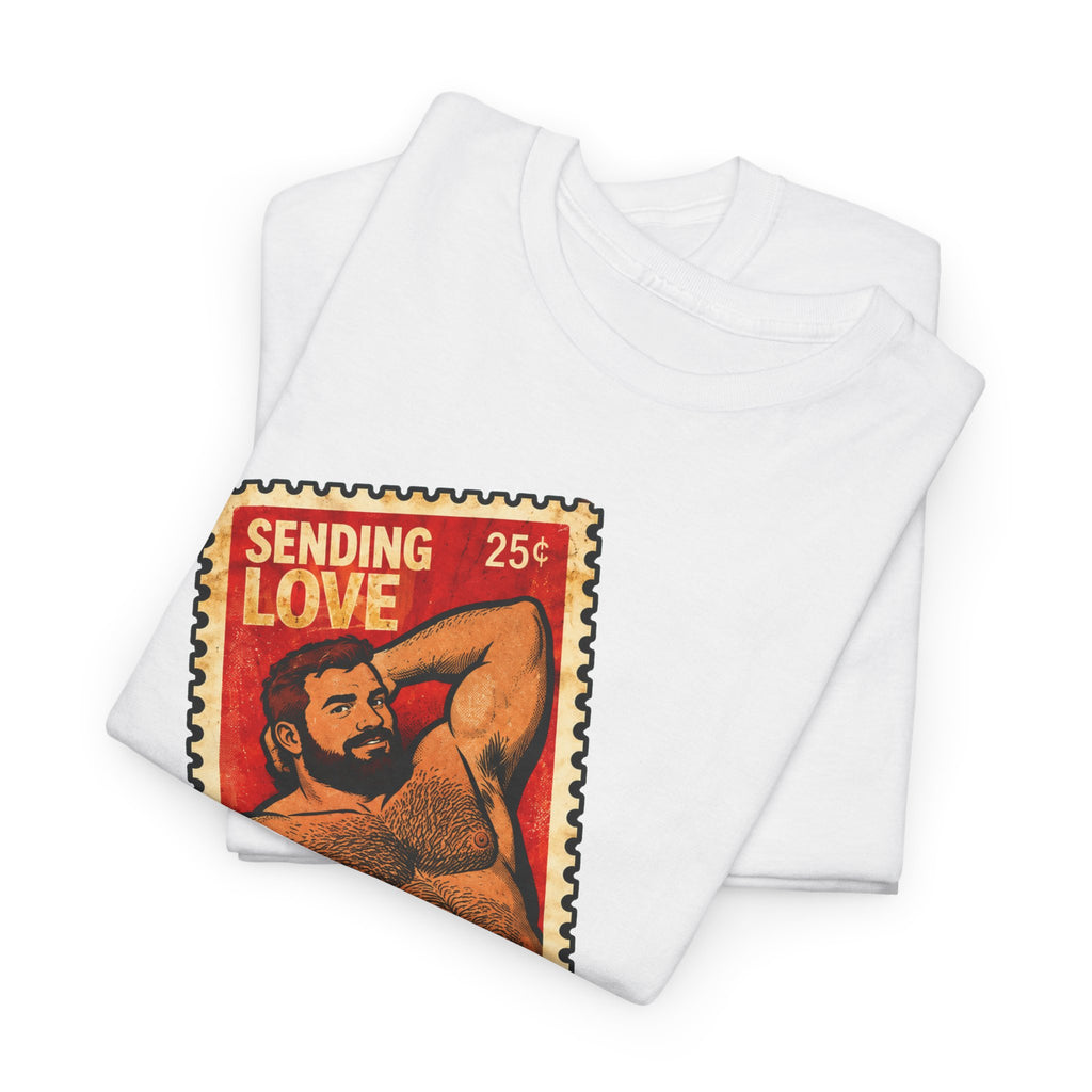 Gay Bear Shirt – Vintage Bear Pride Pin-Up T-Shirt, Retro Postage Stamp Art, LGBTQ Bear Culture Tee
