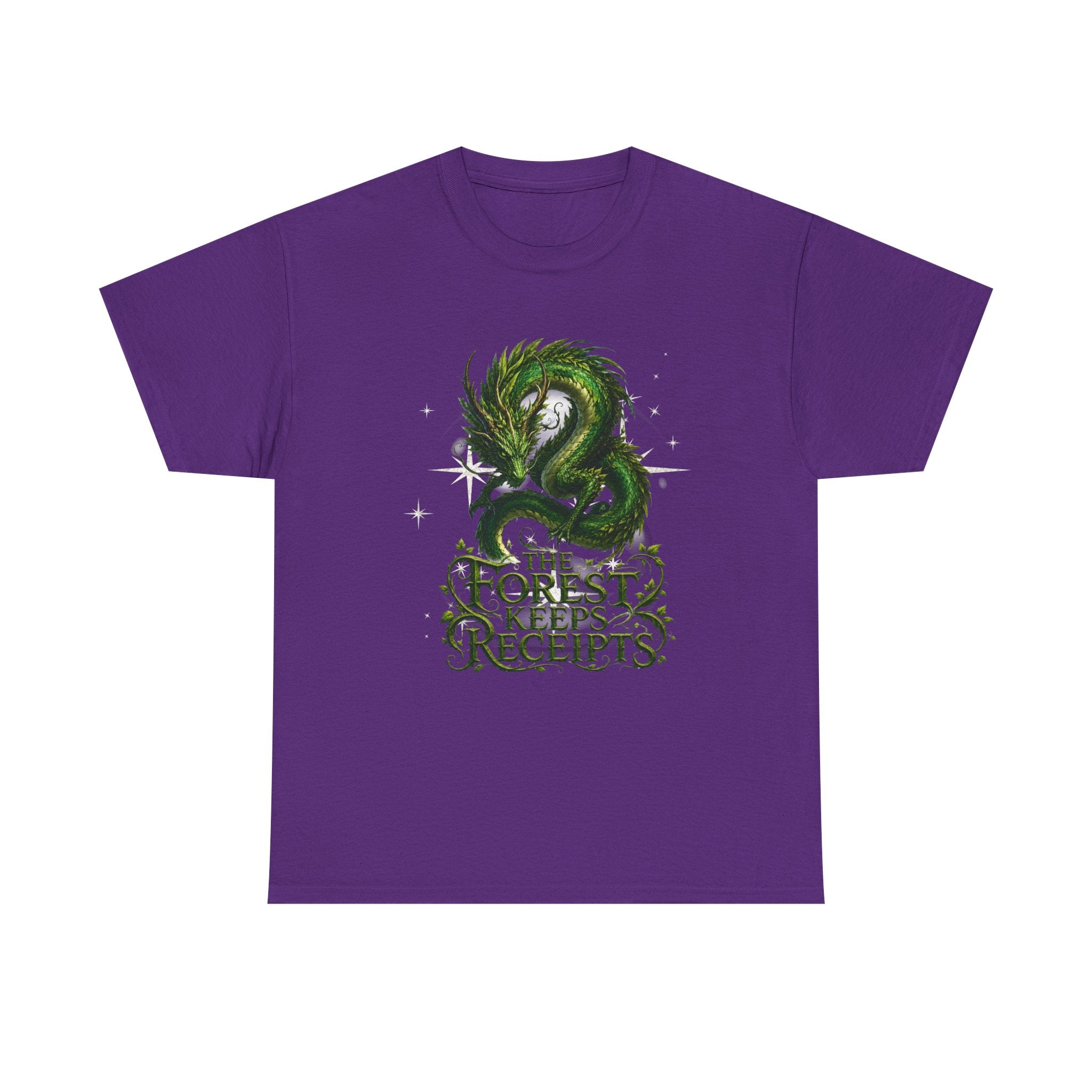 T-Shirt — "The Forest Keeps Receipts" Green Dragon Nature Graphic Tee