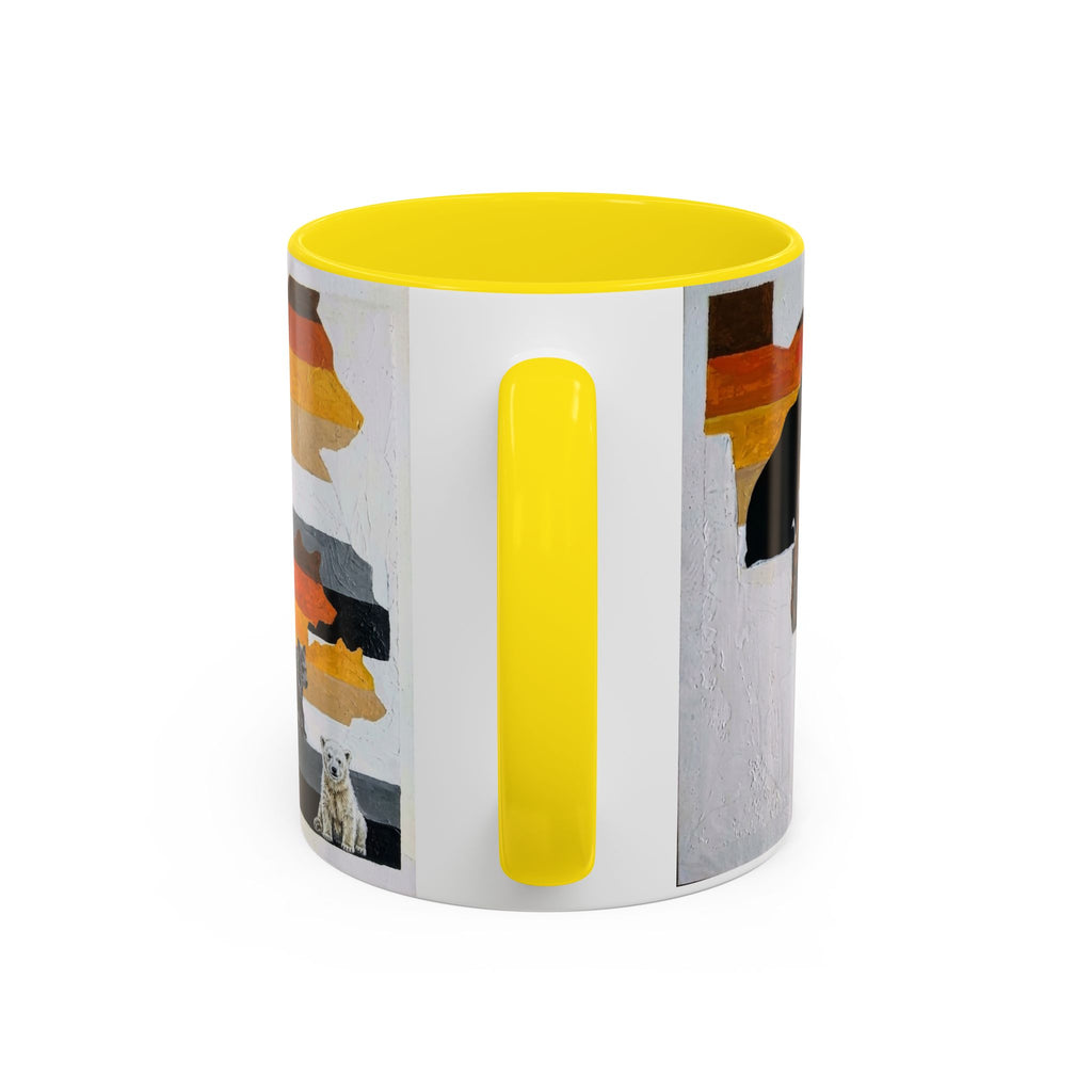 Bear Silhouette Accent Coffee Mug — Sunset Mountain Wildlife Design (11/15oz) Bear Pride. Leather man pride. Bears in leather.