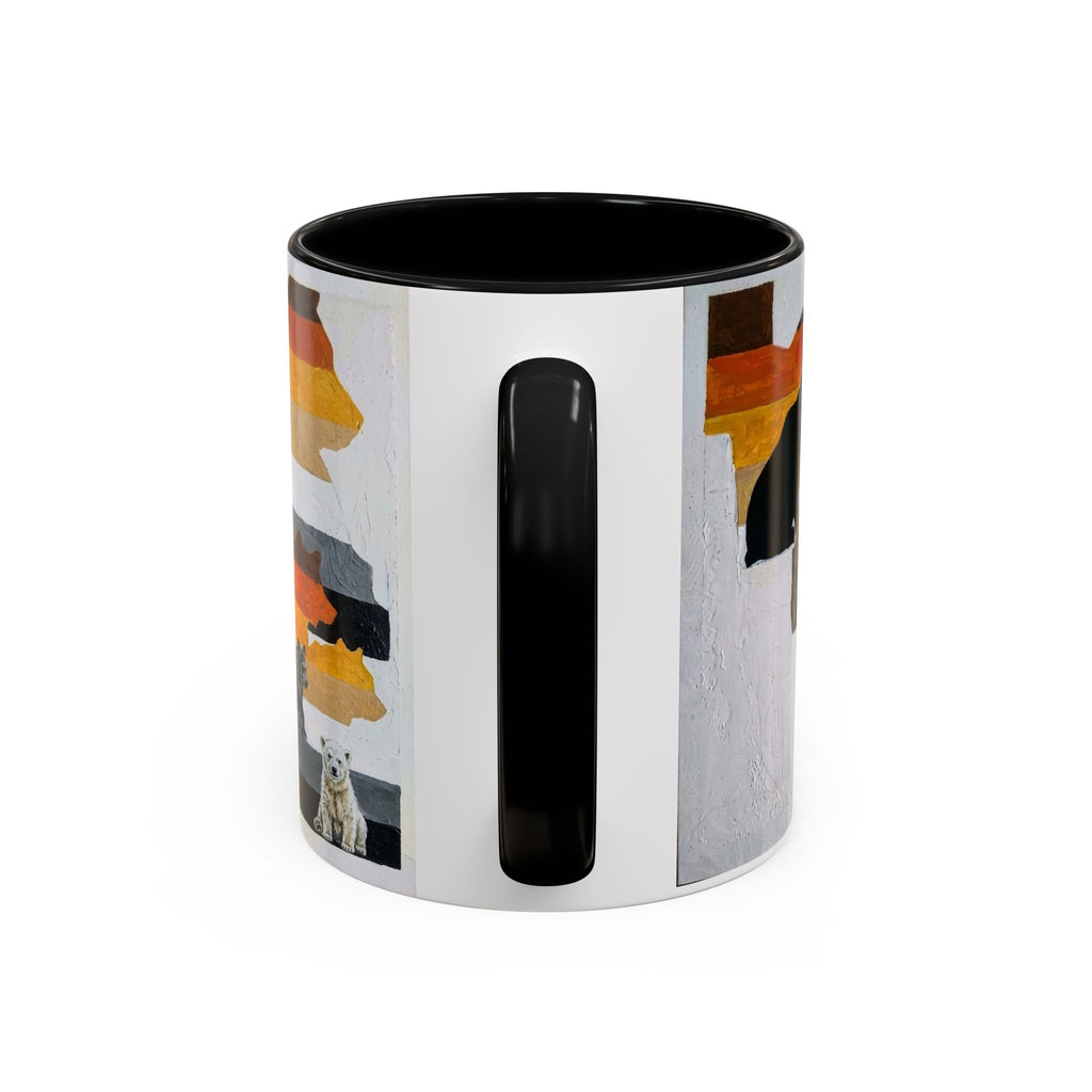 Bear Silhouette Accent Coffee Mug — Sunset Mountain Wildlife Design (11/15oz) Bear Pride. Leather man pride. Bears in leather.