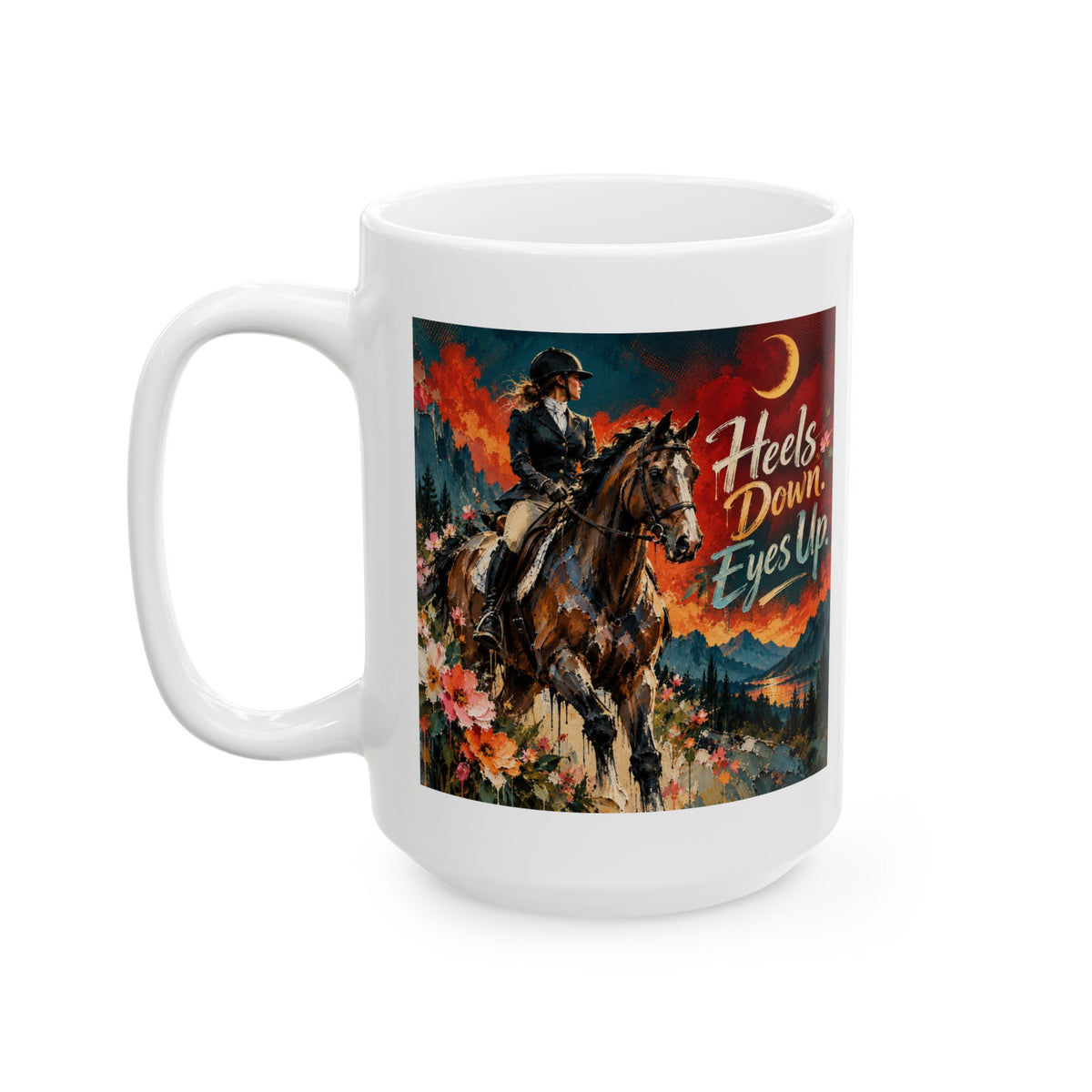 Horse Lover Coffee Mug – Equestrian Art Mug with Jewel Tone Horse Painting