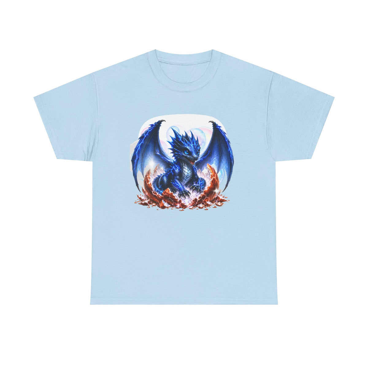Blue Fire Dragon T-Shirt — Fantasy Dragon Graphic Tee, Blue Dragon. Best Dragon shirt. Blue Baby Dragon.