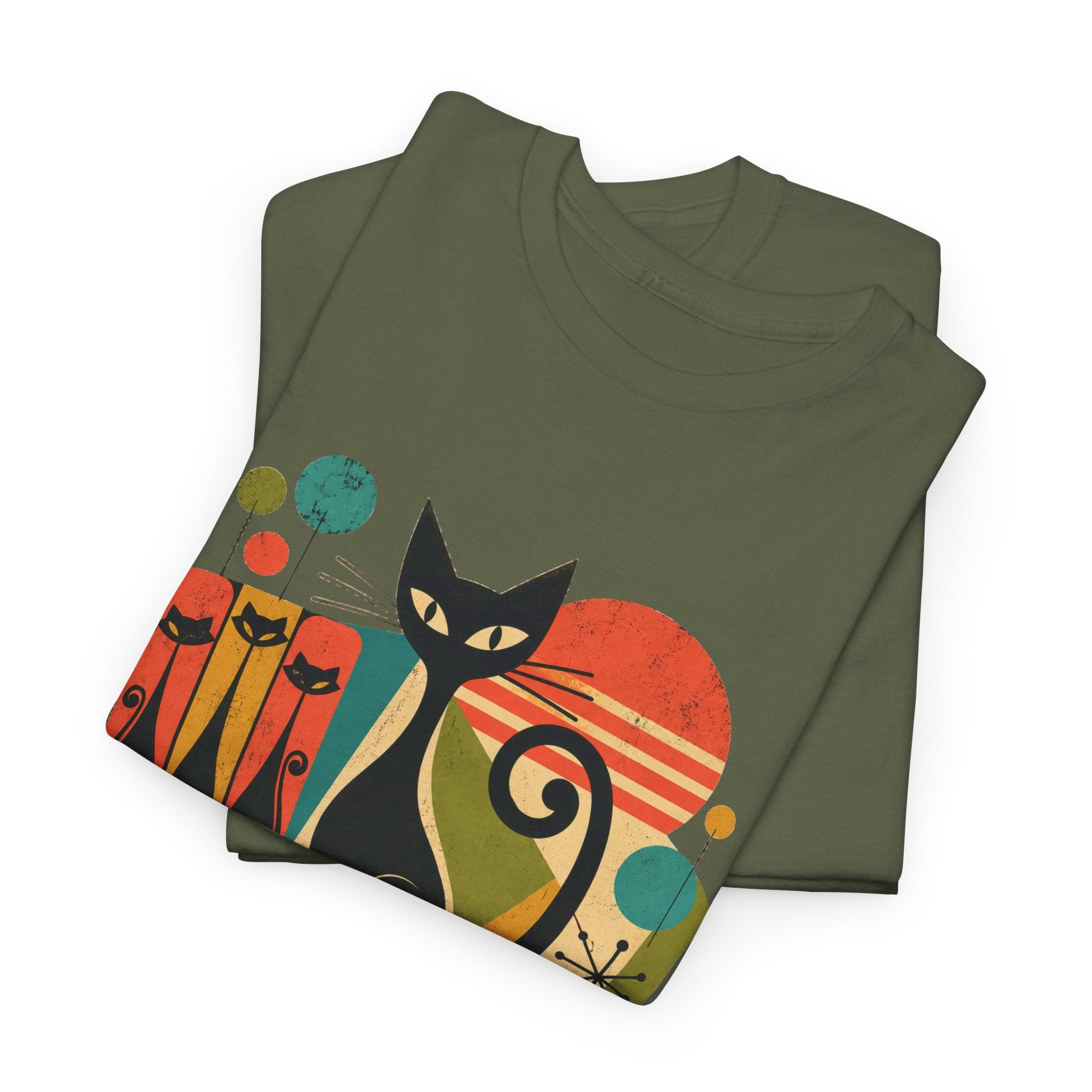Cat T-Shirt — Whisker Goals Retro Graphic Tee. Best Mod Tangent Cat t-shirt