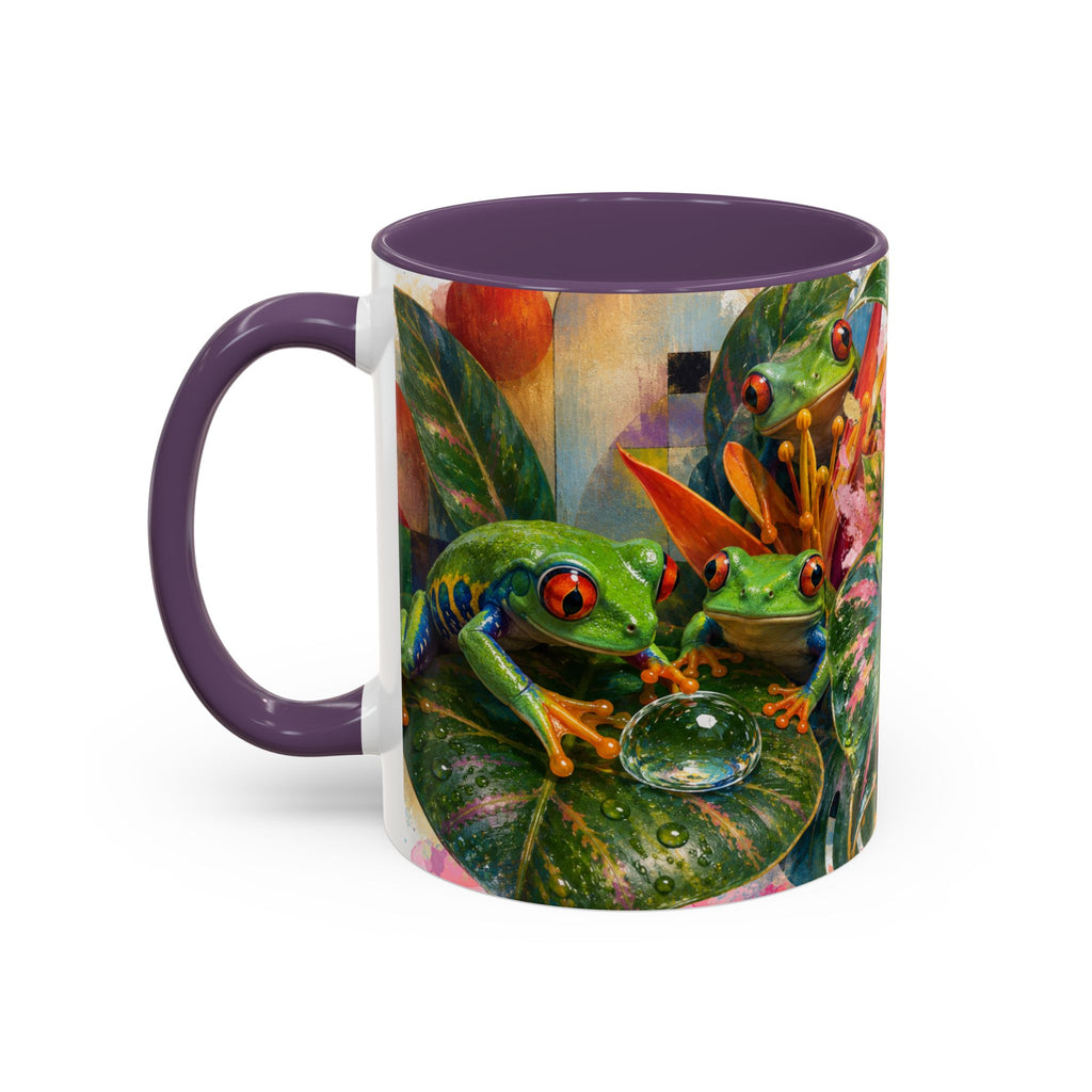 Tropical Tree Frog Coffee Mug — Colorful Rainforest Lily Accent Mug (11/15oz)