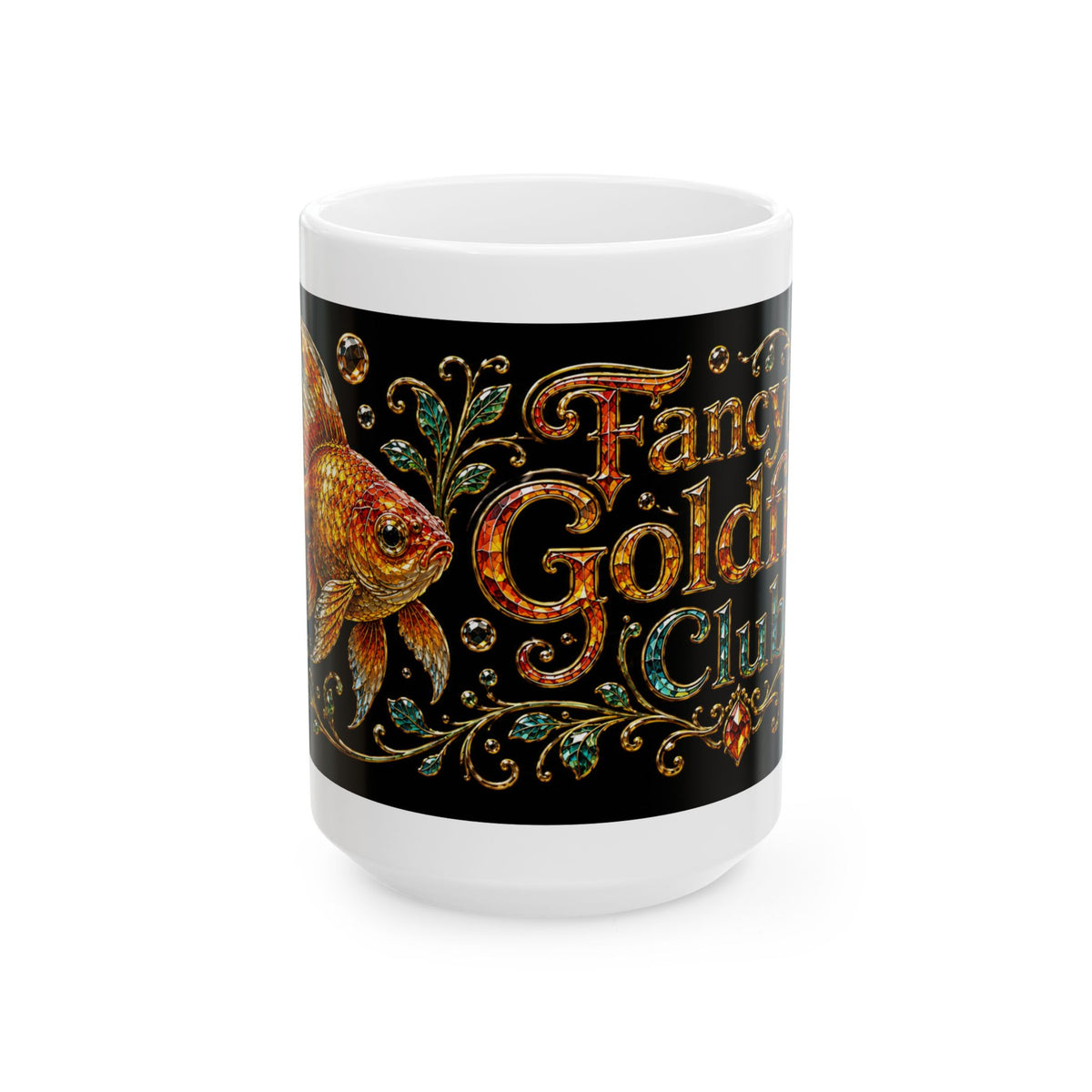 Fancy Goldfish Club Ceramic Mug — Sparkling Goldfish Coffee Cup (11oz & 15oz)