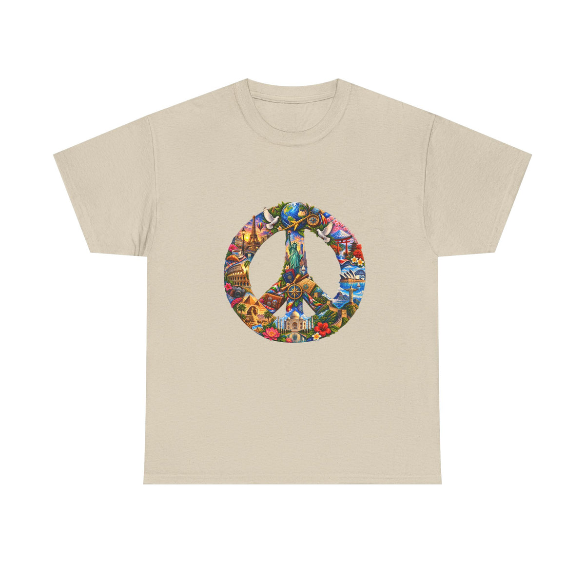 Peace Sign Graphic Tee — Colorful Psychedelic Peace Symbol T-Shirt. World Peace shirt