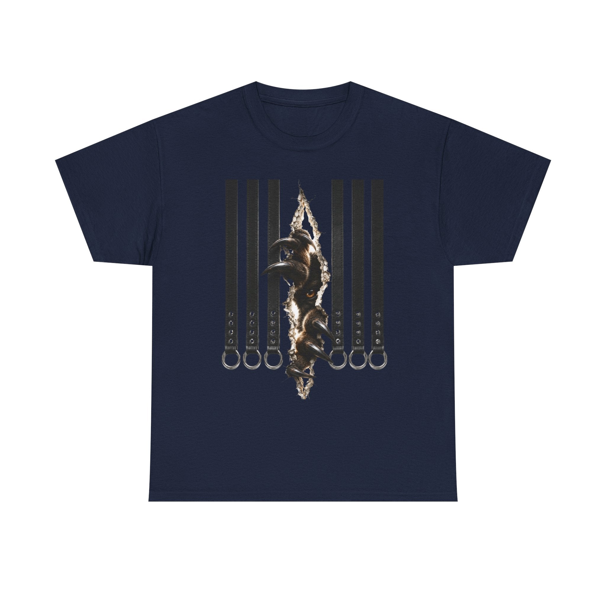 Graphic Tee — Leather straps with rings. Beast tearing out of the chest. Unleashing the wild beast inside