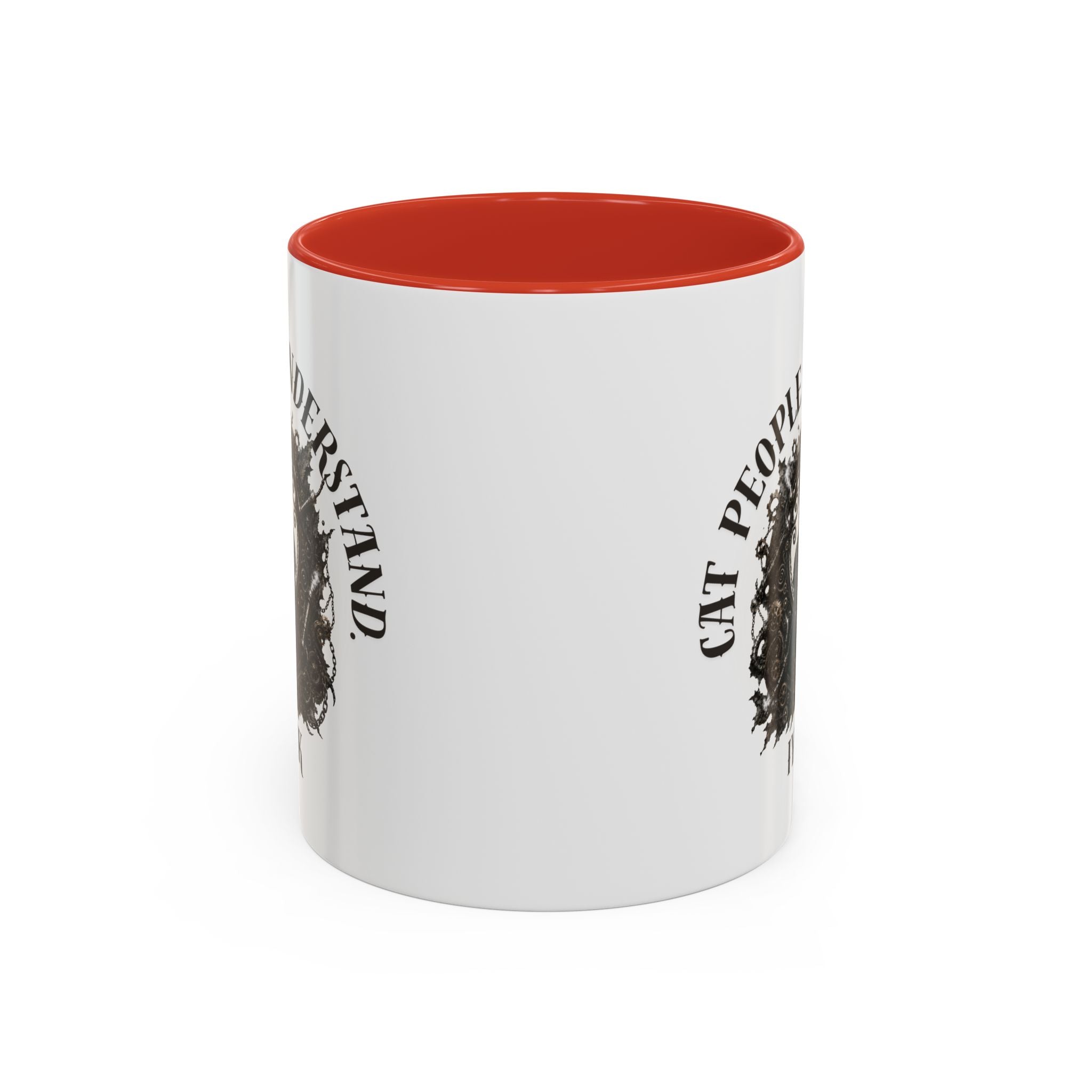 Cat People Understand Accent Mug — 'IYKYK' Black-Trim Coffee Cup. Cat lovers. Cat people. Cat mug.