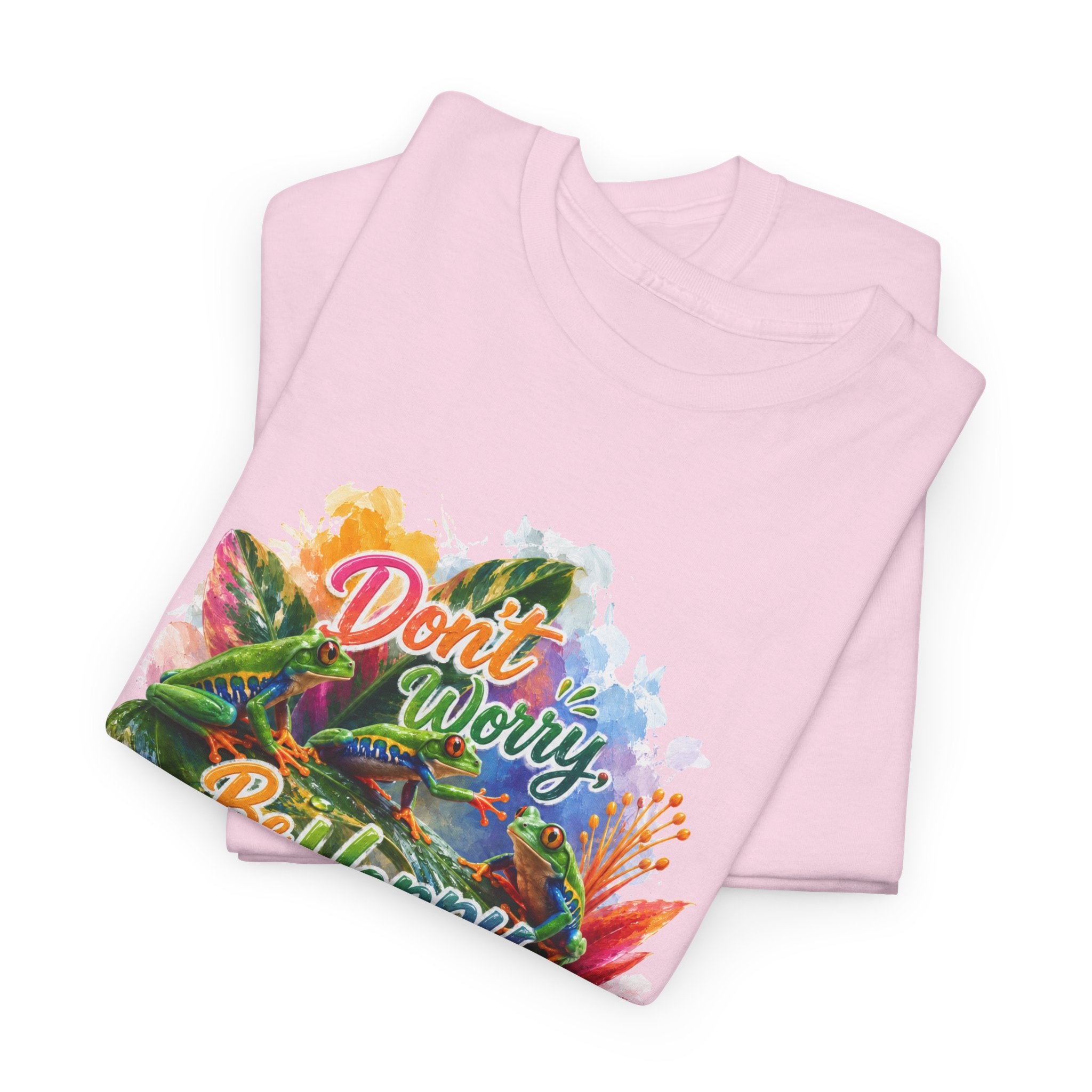 T-Shirt — "Don't Worry Be Hoppy" Tropical Frog Graphic Tee