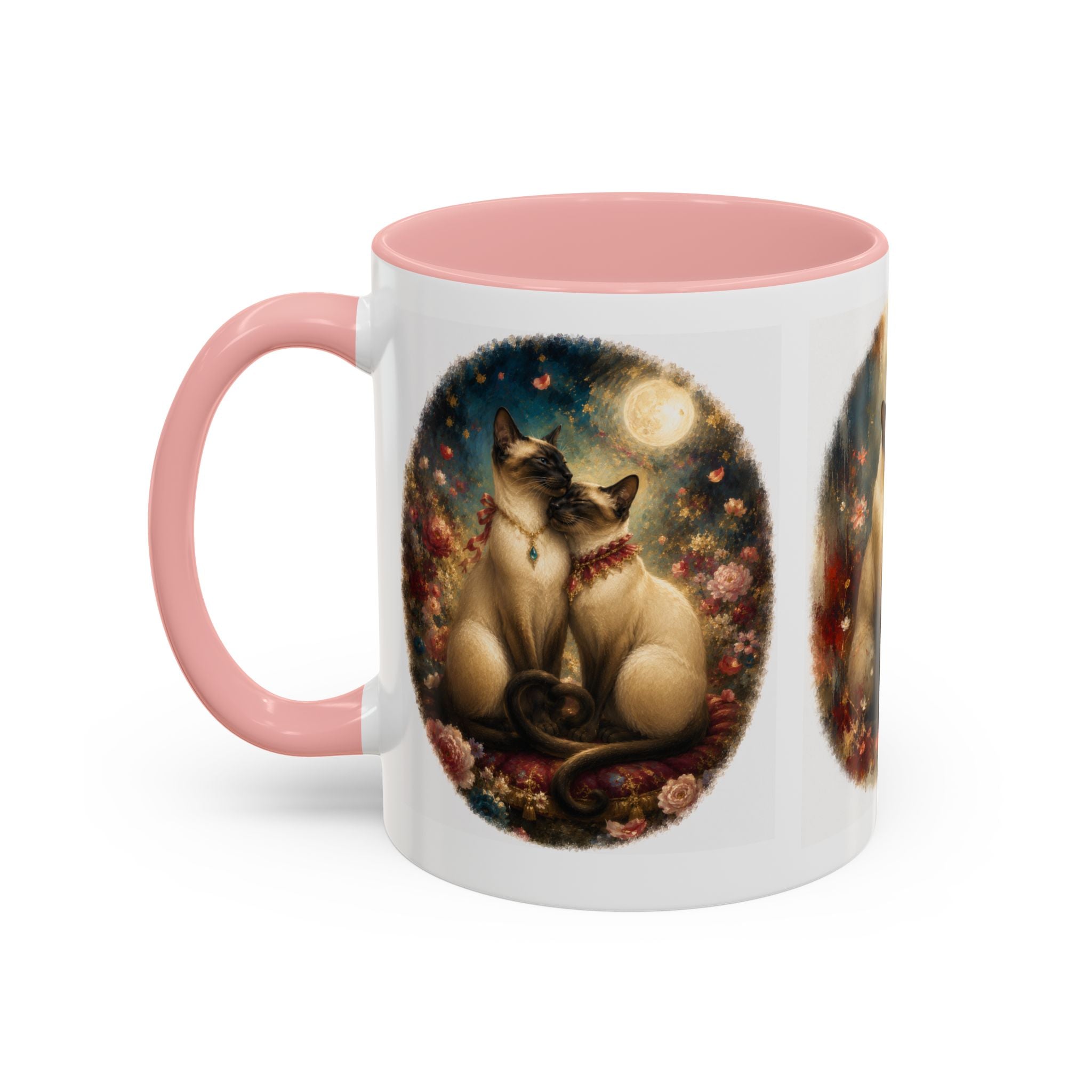 Siamese Cats Coffee Mug — Romantic Moonlit Cat Art Accent Mug (11/15oz)