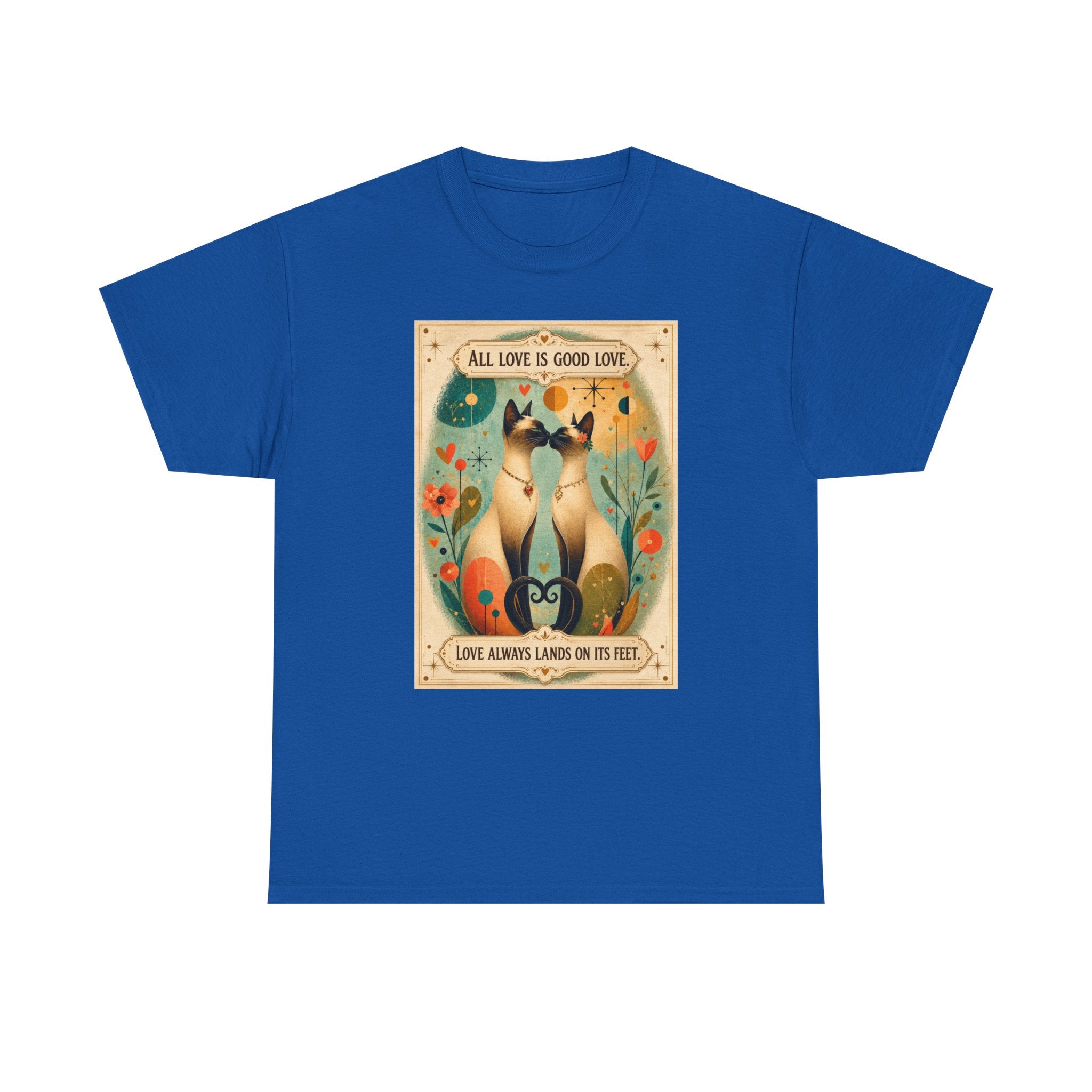 Cat Love Poster Tee — "All Love is Good Love" Graphic T-Shirt. Siamese Cat Shirt. Cat Lover Gift. Cat Mom Shirt. Cat Dad Shirt Cat People Apparel. Cute Cat T-Shirt. Cat Lover Tee. Siamese. Cat Lover...