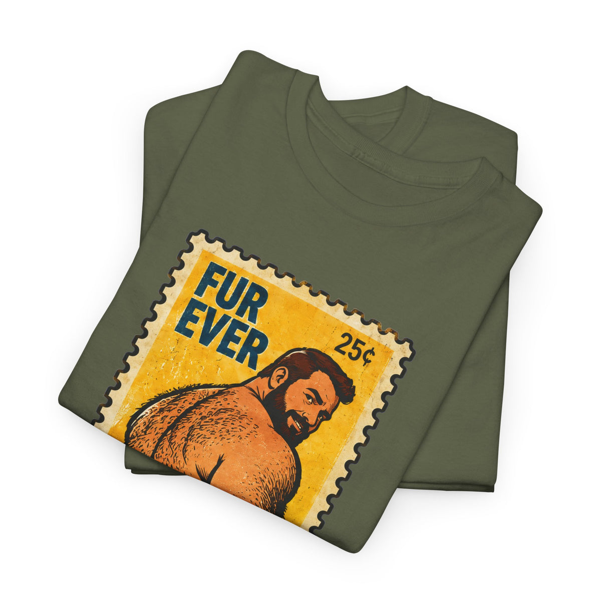 Gay Bear Shirt – Vintage Bear Pride Pin-Up T-Shirt, Retro Postage Stamp Art, LGBTQ Bear Culture Tee, Fur Ever