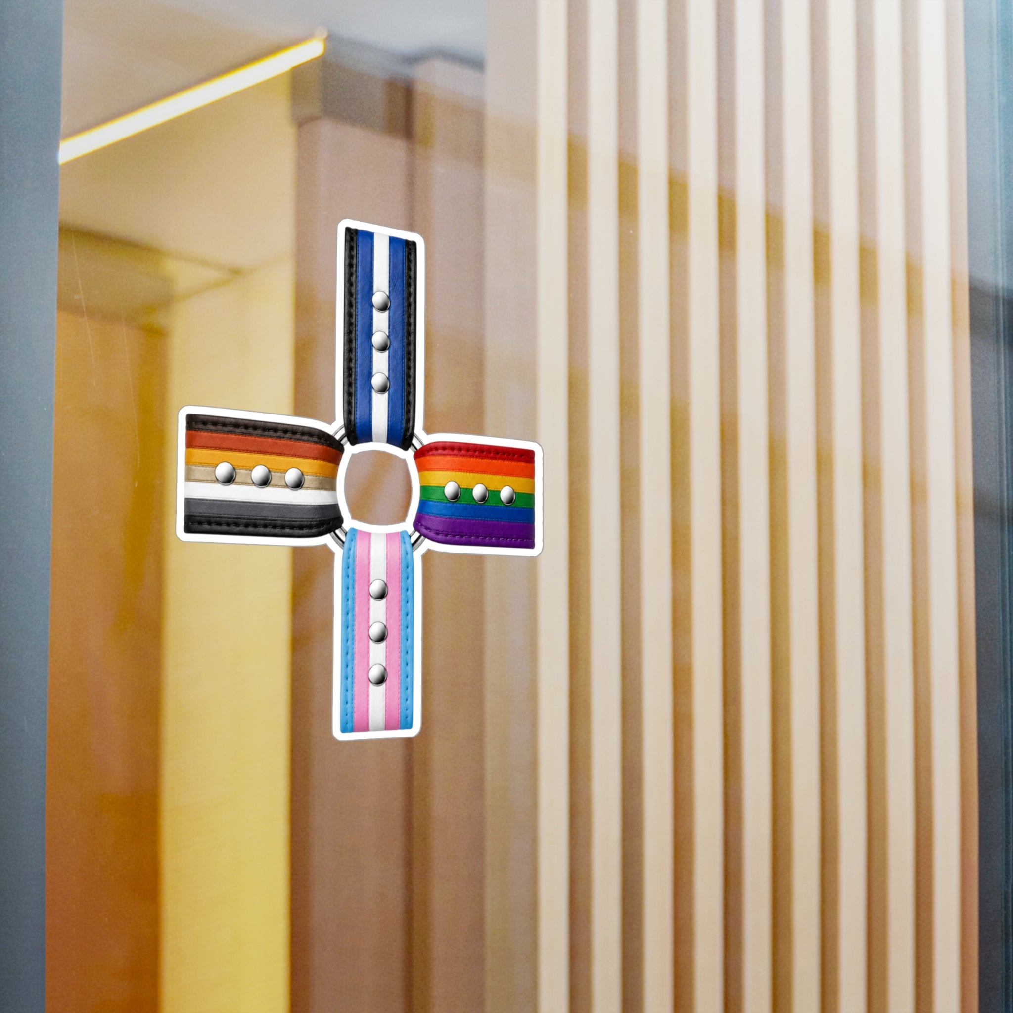 Pride Flag Cross Vinyl Sticker — Kiss-Cut LGBTQ+ Ally Decal (Rainbow, Trans & Stripes)