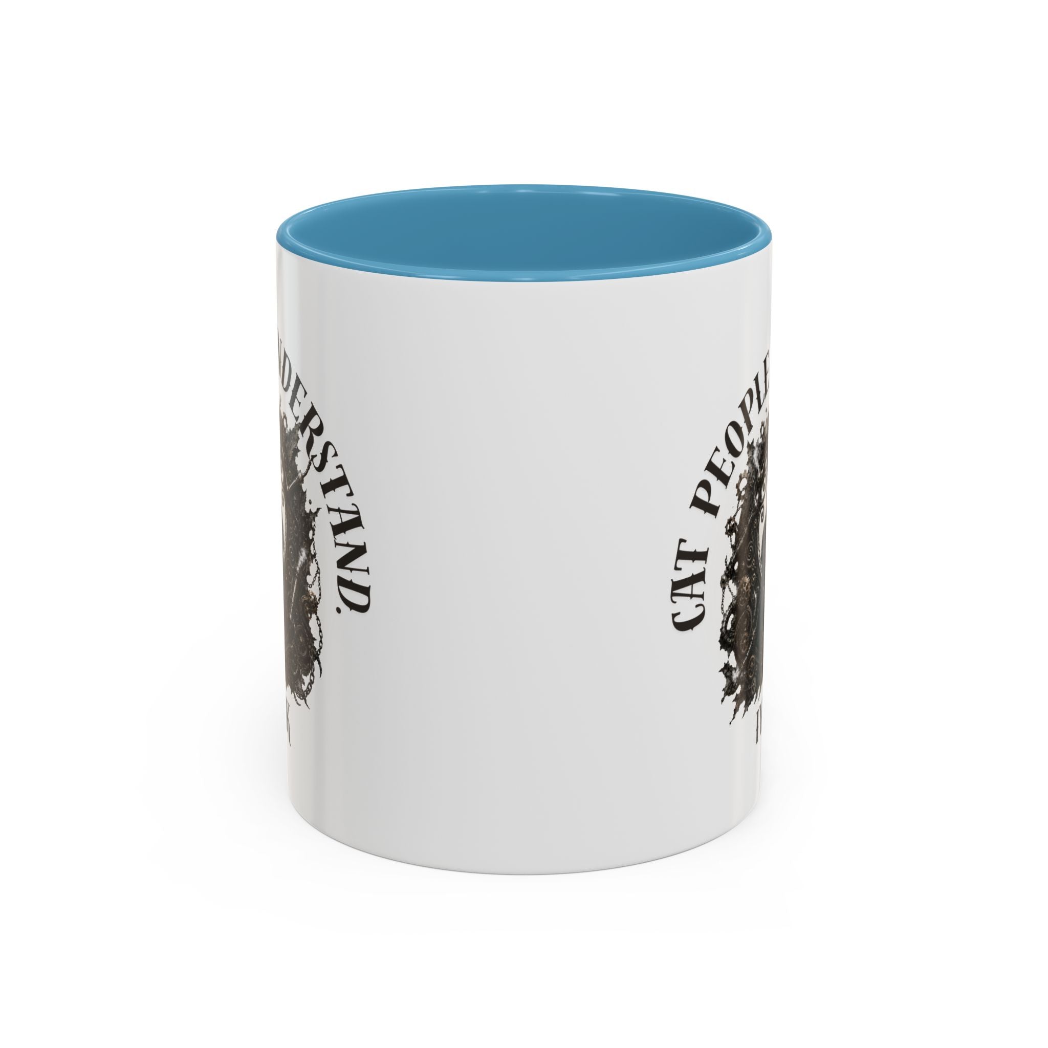 Cat People Understand Accent Mug — 'IYKYK' Black-Trim Coffee Cup. Cat lovers. Cat people. Cat mug.