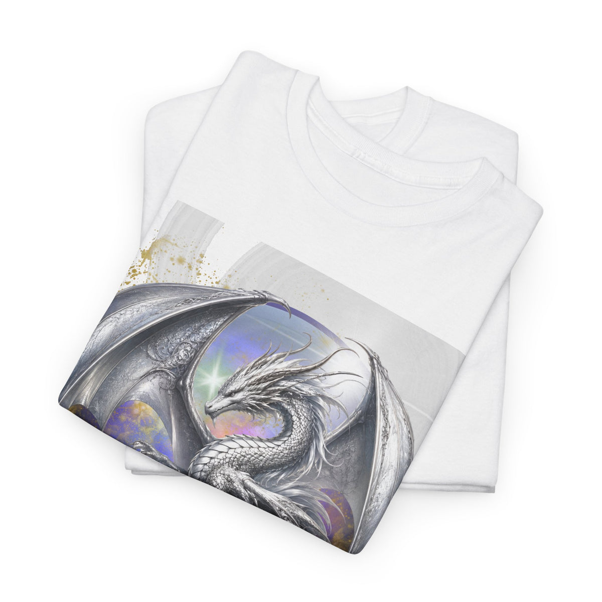 Dragon Circle T-Shirt — Mystic Silver Fantasy Dragon Graphic Tee Silver dragon. Majestic dragon. The best dragon t-shirt.