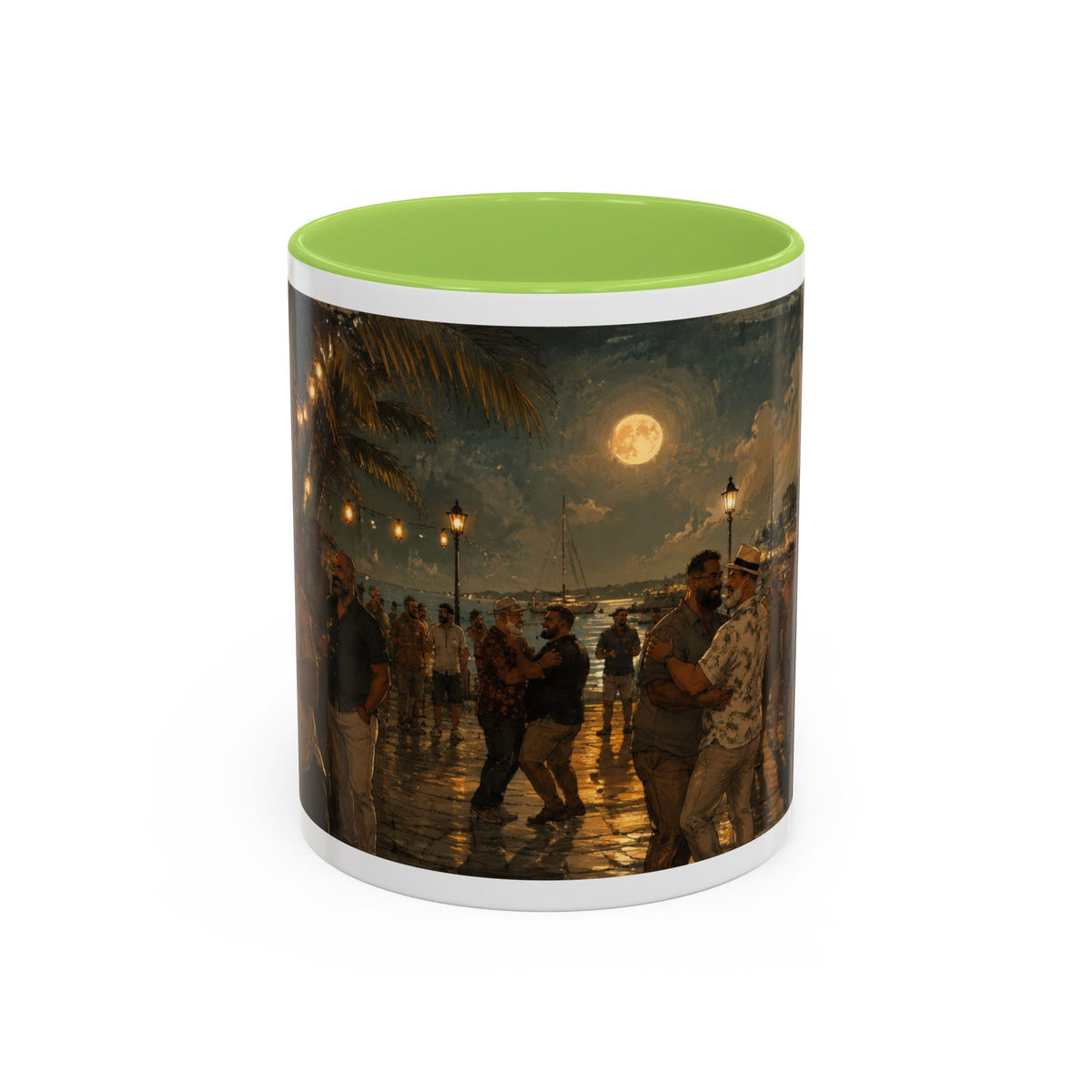 Tropical Night Market Coffee Mug — Moonlit Street Scene Accent Mug (11/15oz) This is a Bear community Bear event coffee Mug.