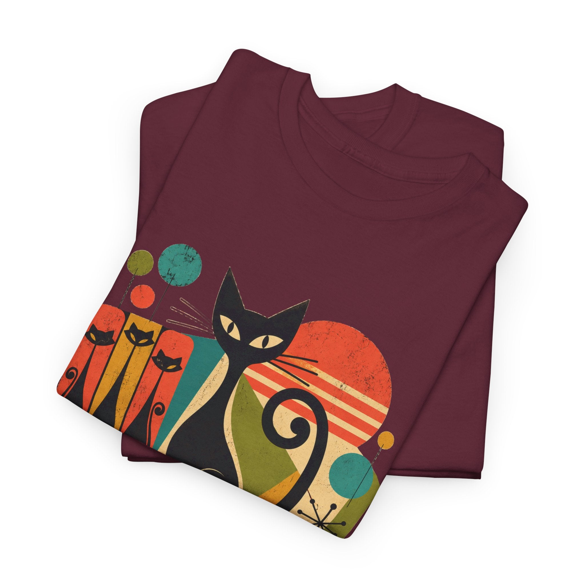 Cat T-Shirt — Whisker Goals Retro Graphic Tee. Best Mod Tangent Cat t-shirt
