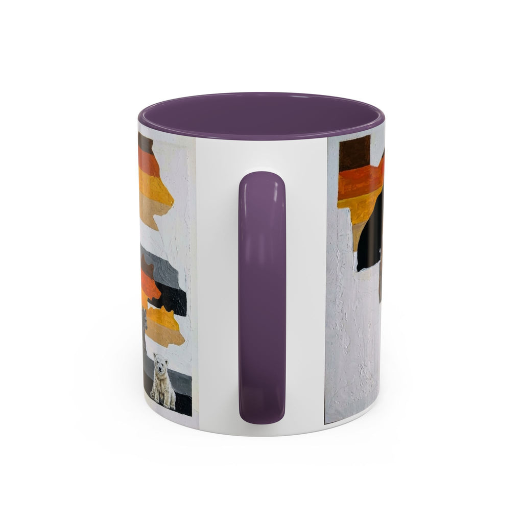 Bear Silhouette Accent Coffee Mug — Sunset Mountain Wildlife Design (11/15oz) Bear Pride. Leather man pride. Bears in leather.