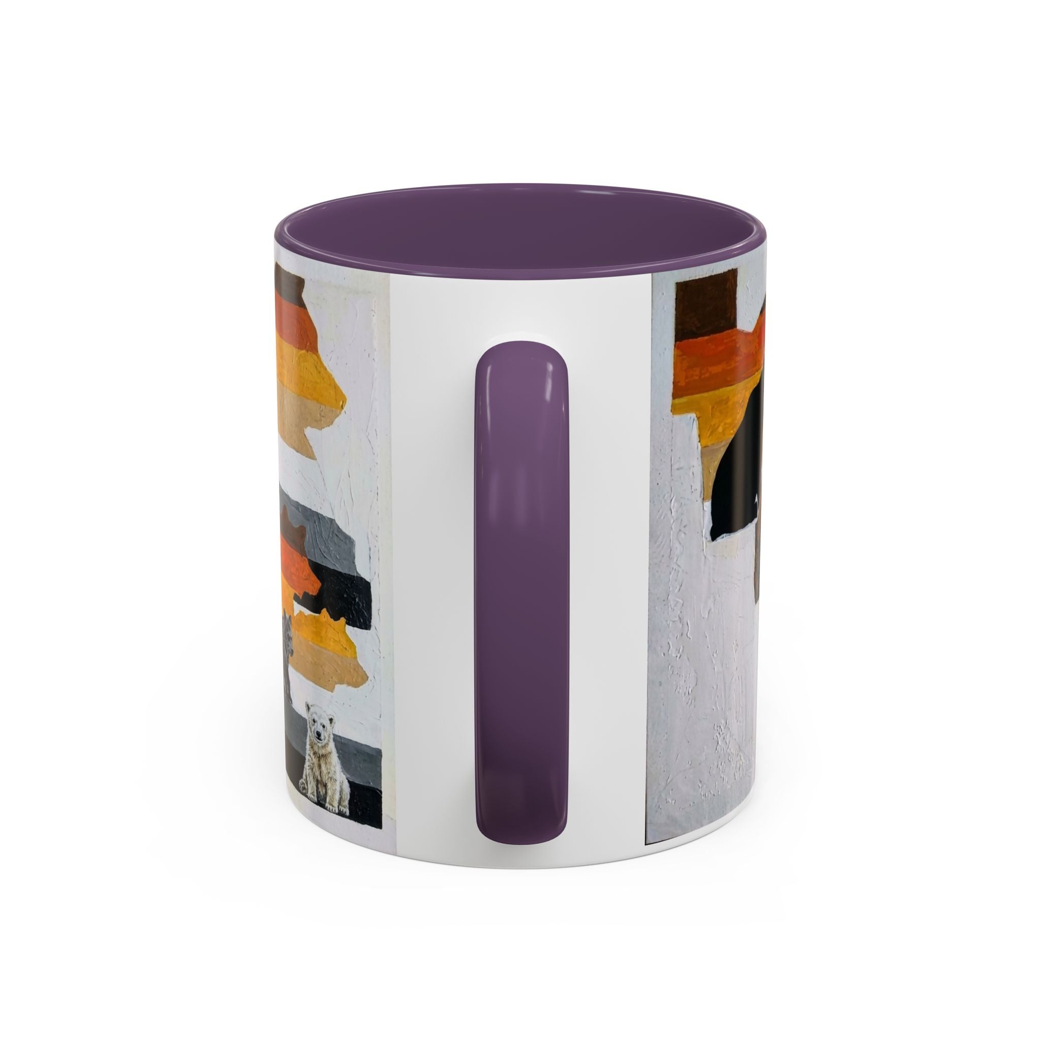 Bear Silhouette Accent Coffee Mug — Sunset Mountain Wildlife Design (11/15oz) Bear Pride. Leather man pride. Bears in leather.