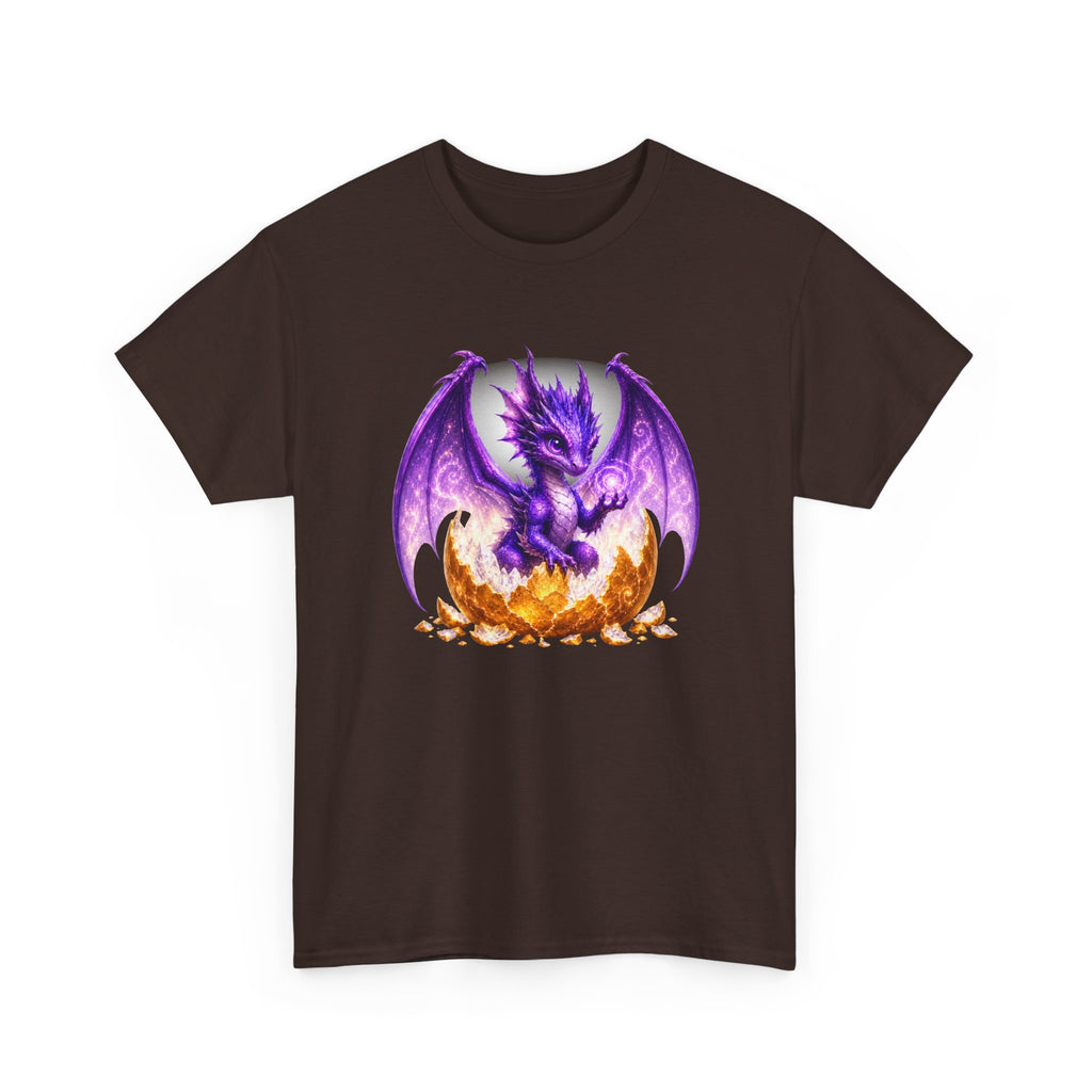 Purple Dragon Hatching Tee — Fantasy Baby Dragon T-Shirt