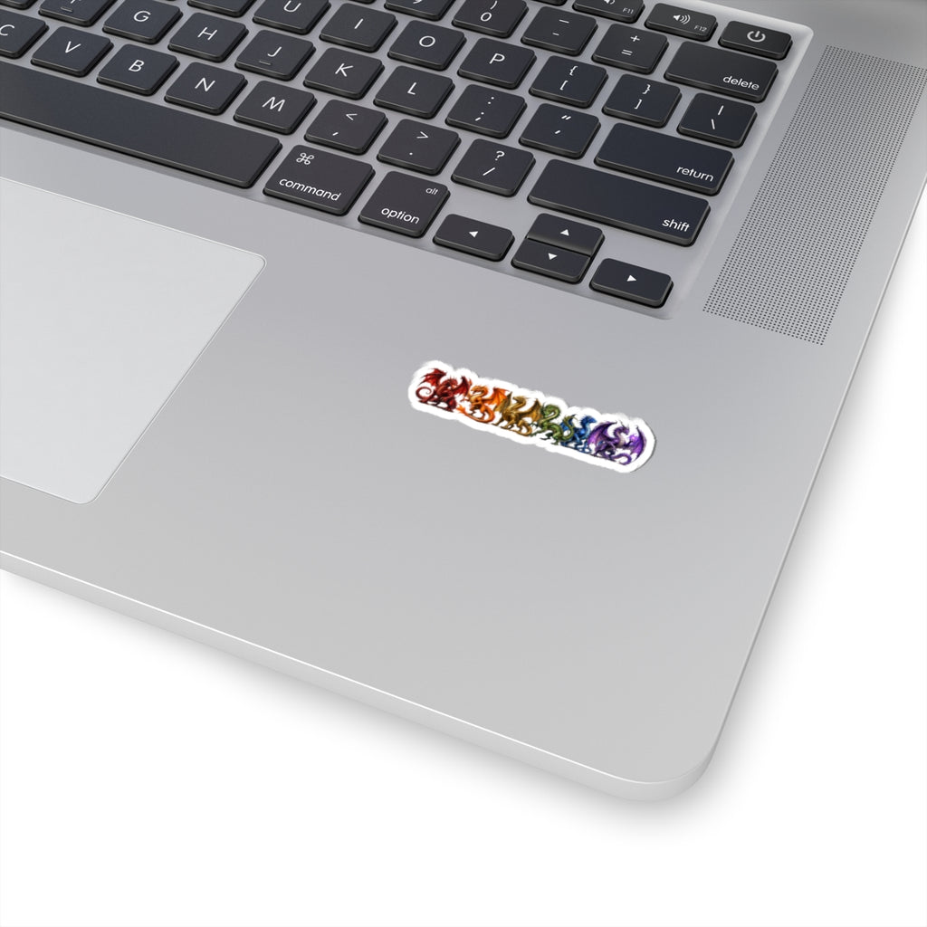 Rainbow Dragon Kiss-Cut Sticker — Small Colorful Dragon Lineup for Laptops, Journals & Water Bottles