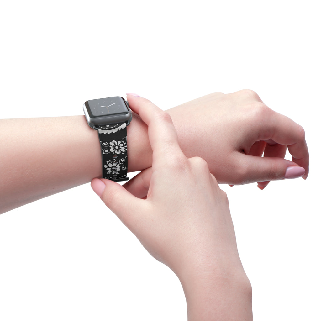 Bandana Pattern Watch Band — Black Hanky Code Design