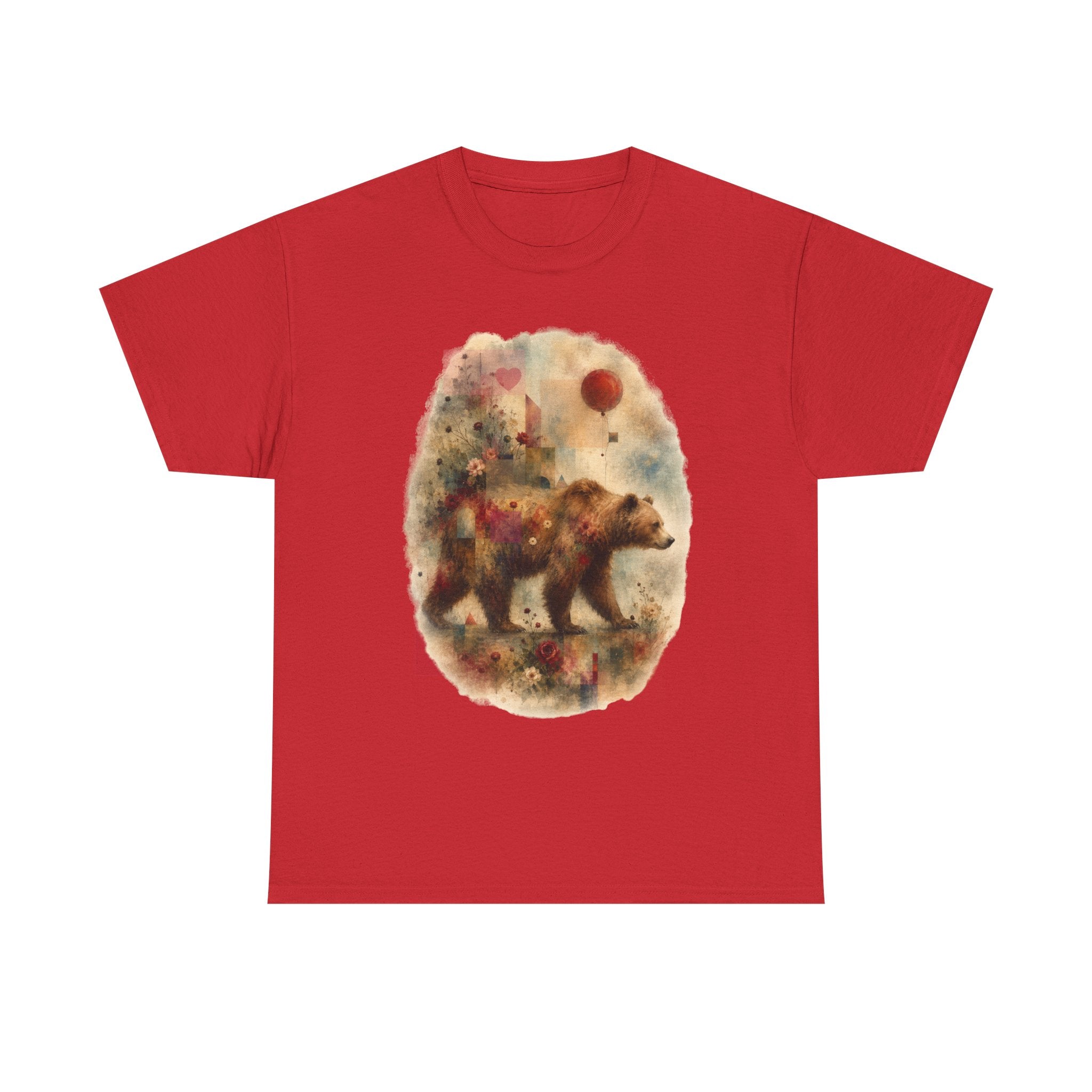 Bear and Balloon T-Shirt — Whimsical Watercolor Forest Bear Graphic Tee