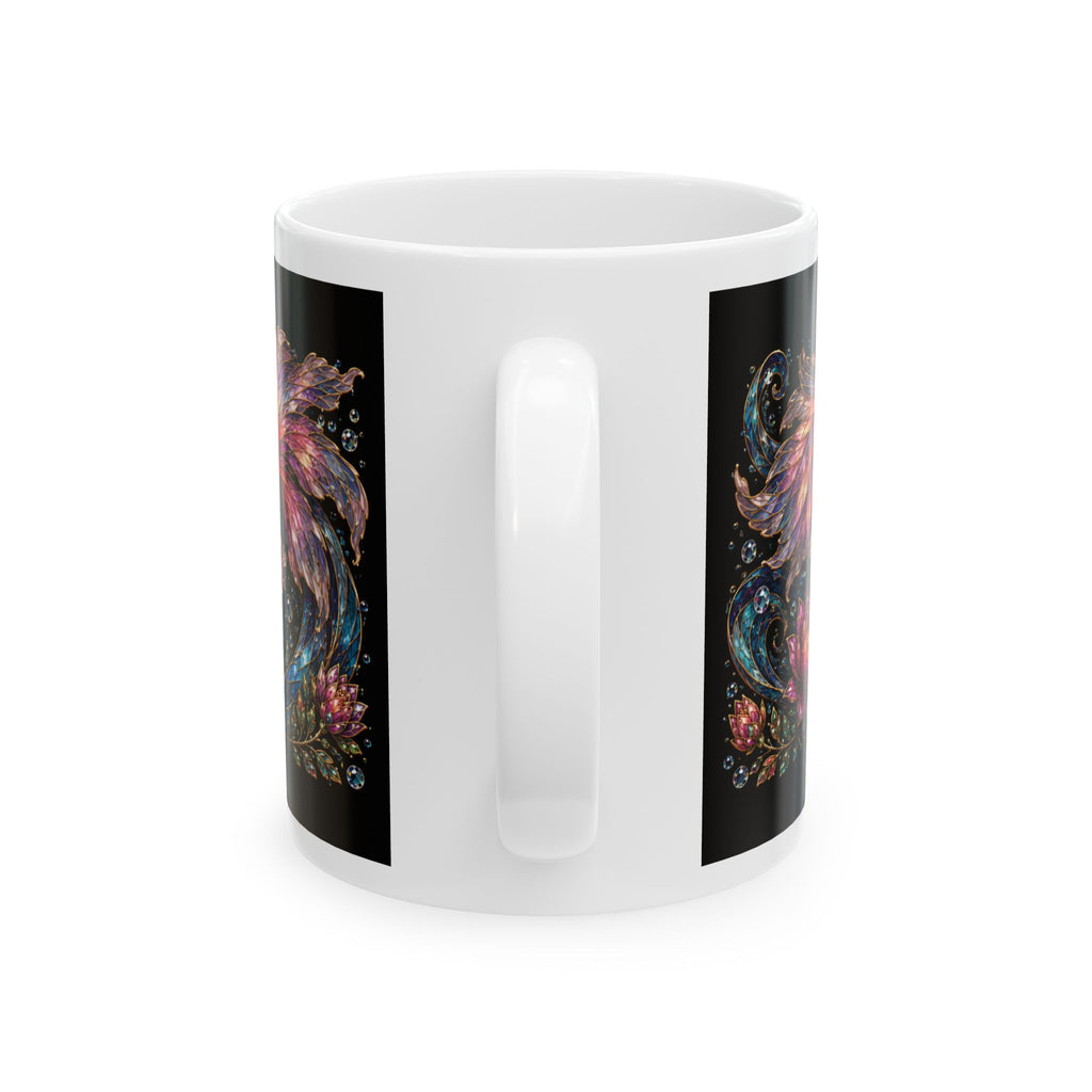 My Therapist Has Fins Ceramic Mug — Colorful Koi Fish Coffee Cup (11oz & 15oz)