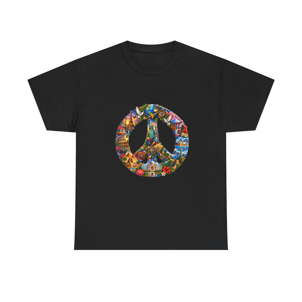 Peace Sign Graphic Tee — Colorful Psychedelic Peace Symbol T-Shirt. World Peace shirt