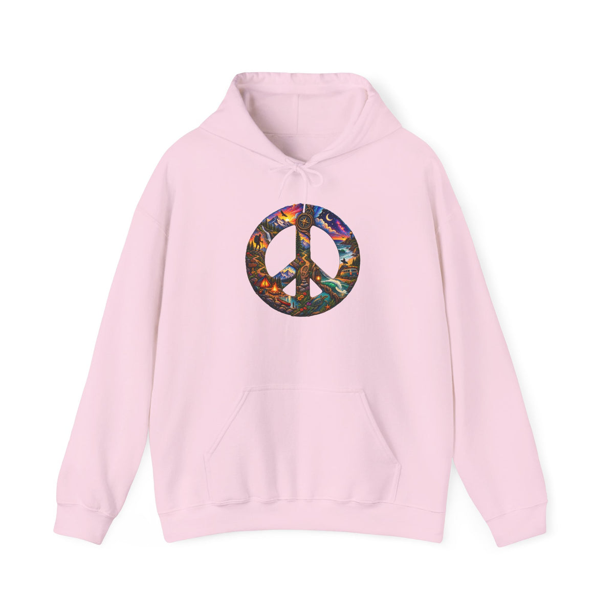 Floral Peace Symbol Hoodie — Psychedelic Boho Graphic Pullover