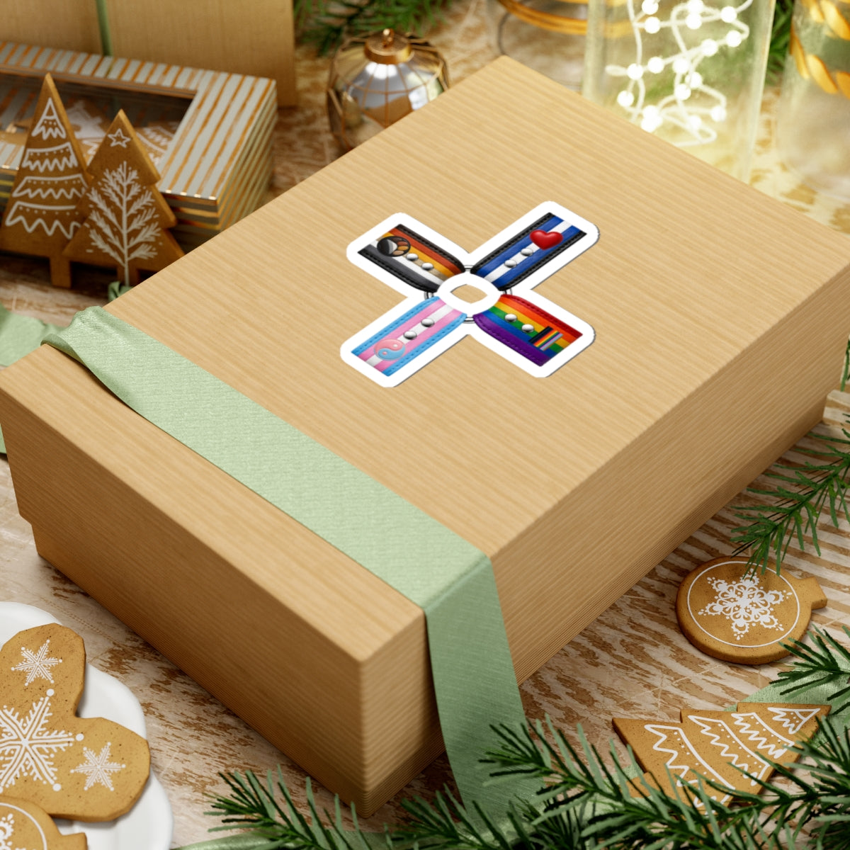 Pride Flag Cross Sticker — LGBTQA+ Inclusive Kiss-Cut Sticker Pack