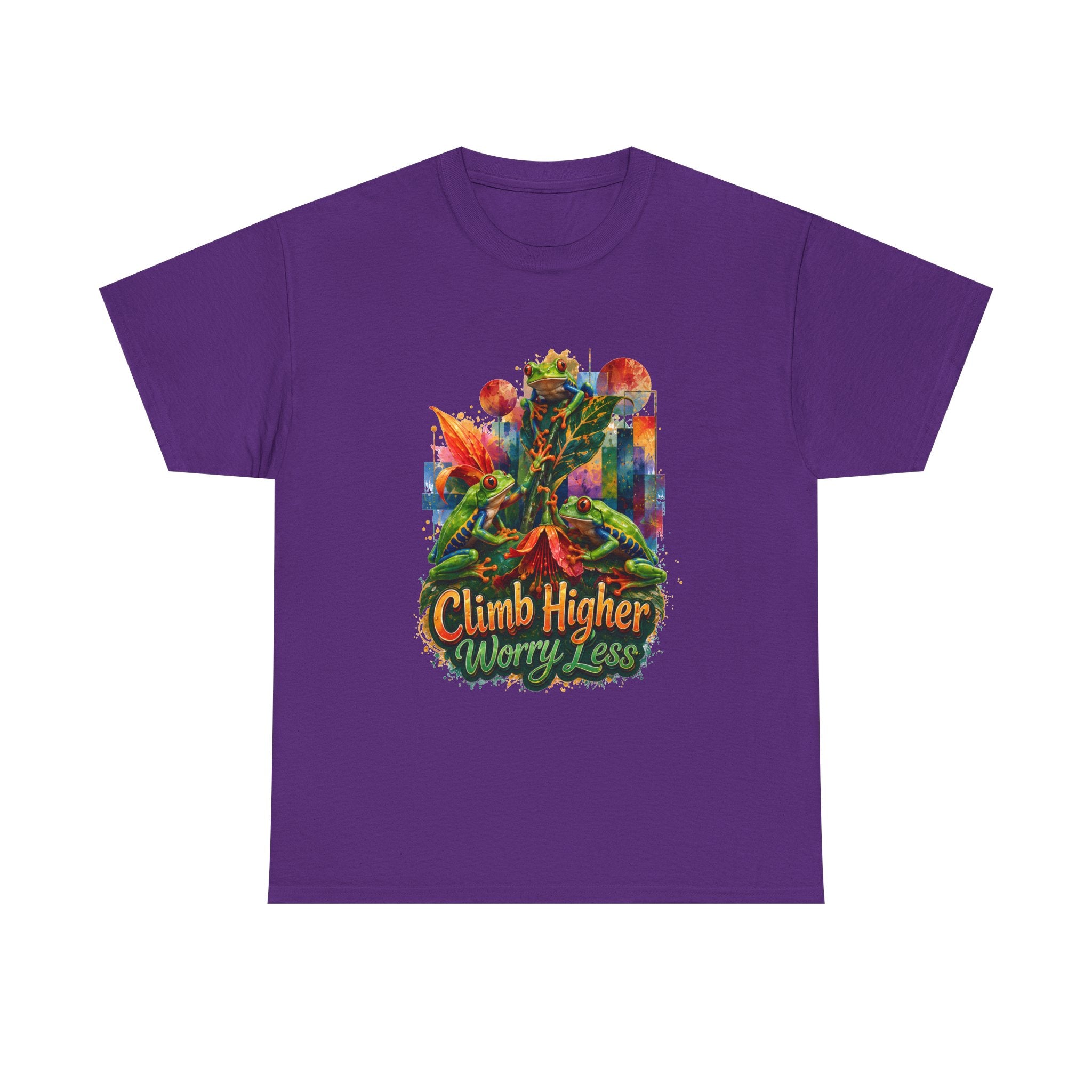Climb Higher Worry Less T-Shirt Tree Frog t-shirt for the ecofriendly, tree huggers.