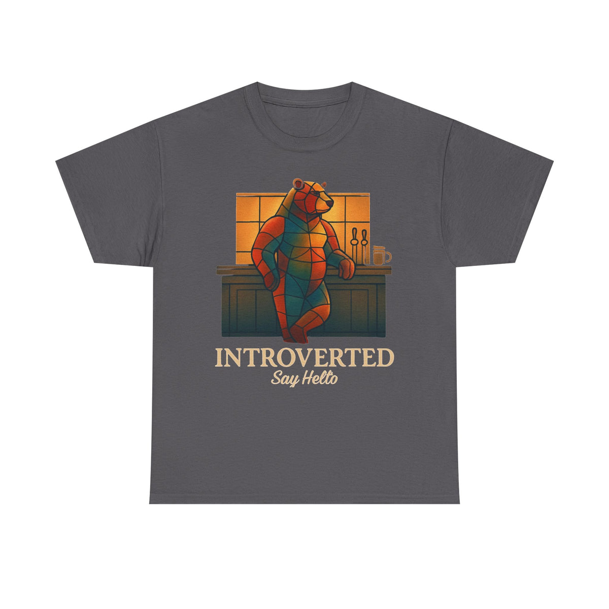 Introverted Bear Man T-Shirt — 'Say Hello' Bar Humor Tee