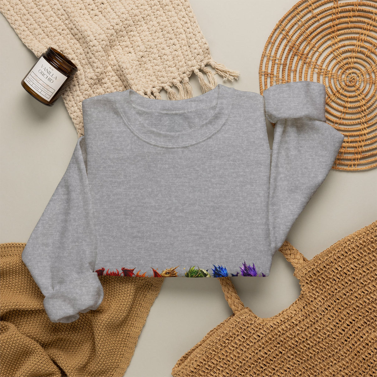 Rainbow Cat Crewneck Sweatshirt — Colorful Pride Cat Line Graphic