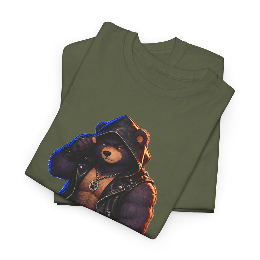 Leather Jacket Bear Graphic Tee — Edgy Urban Streetwear T-Shirt Furry shirt