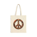 Peace Sign Floral Canvas Tote Bag – Boho Hippie Market Grocery Bag
