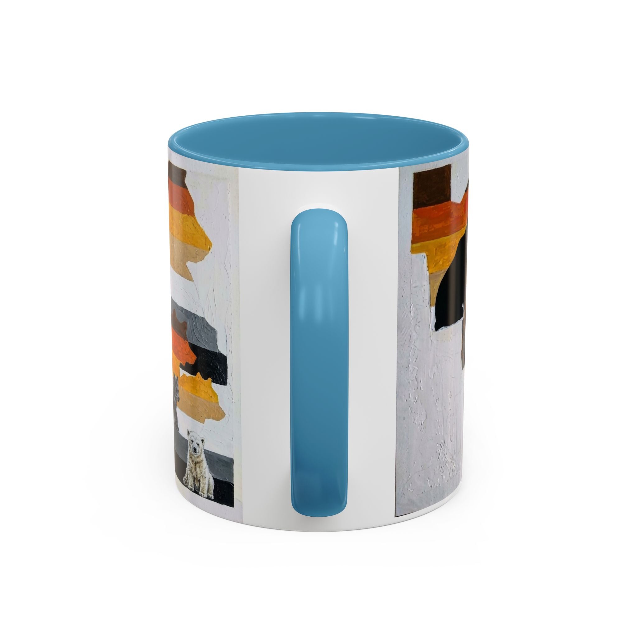 Bear Silhouette Accent Coffee Mug — Sunset Mountain Wildlife Design (11/15oz) Bear Pride. Leather man pride. Bears in leather.